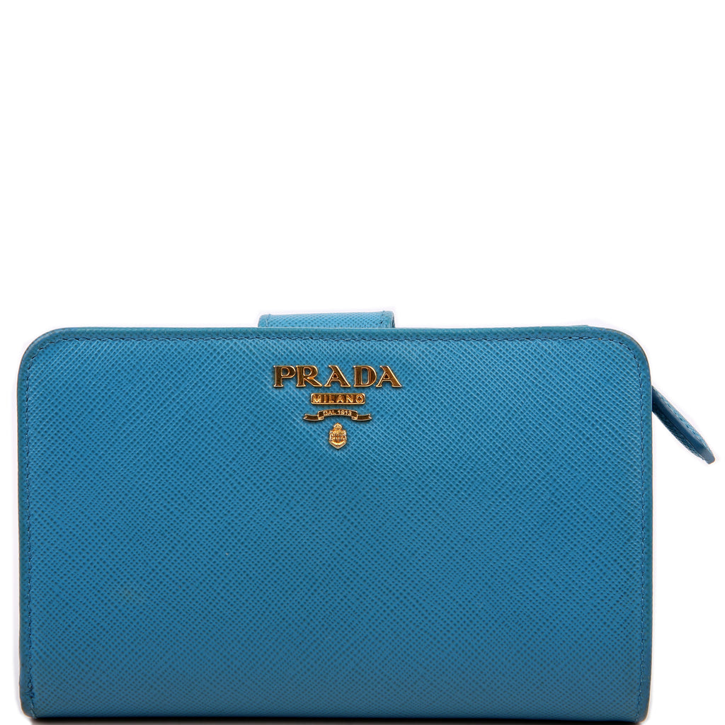 Prada Saffiano French Purse Wallet Blue