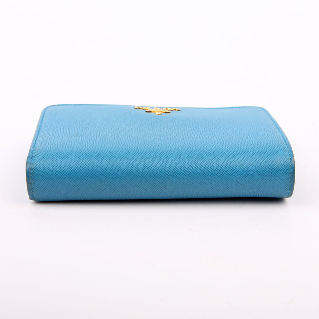 Prada Saffiano French Purse Wallet Blue