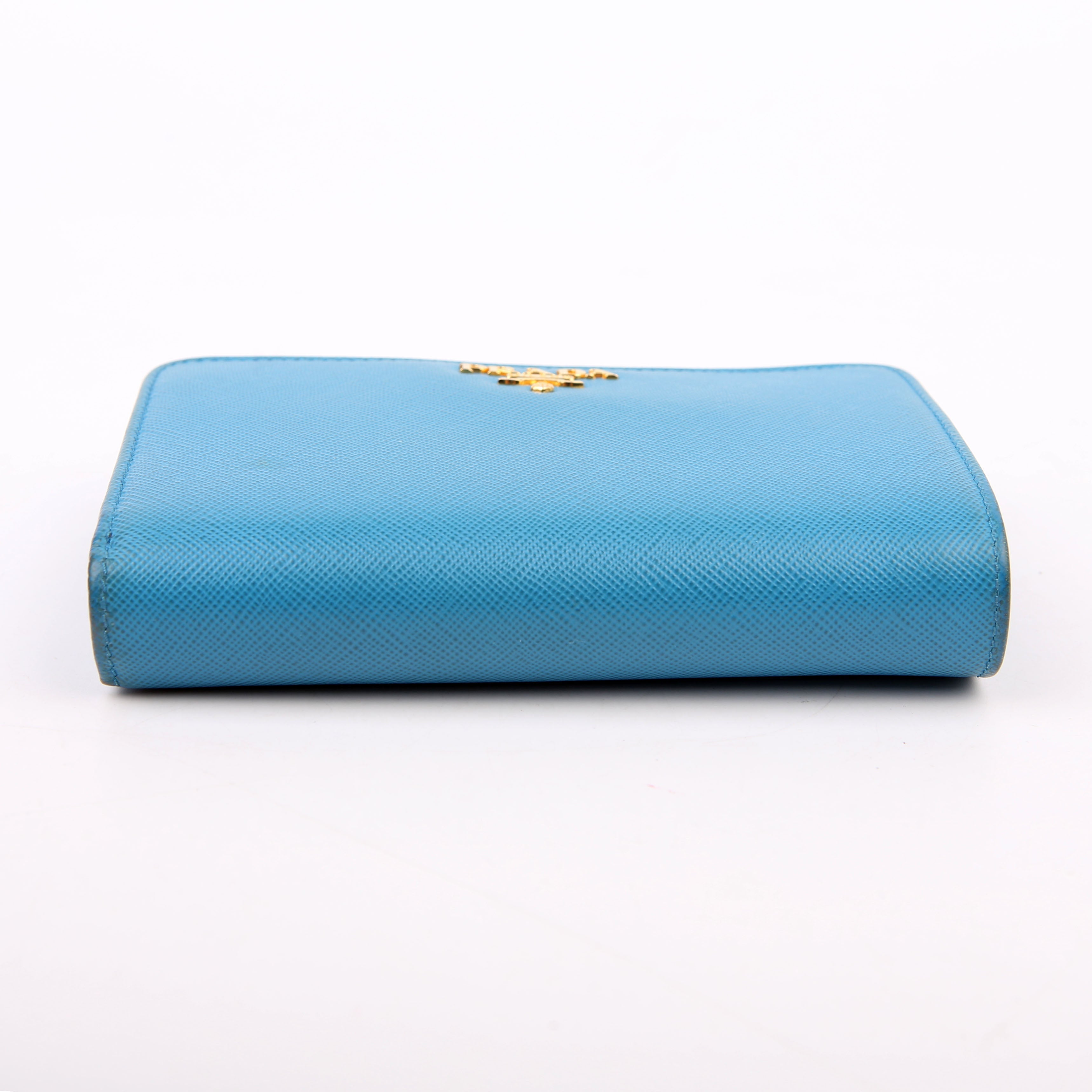 Prada Saffiano French Purse Wallet Blue