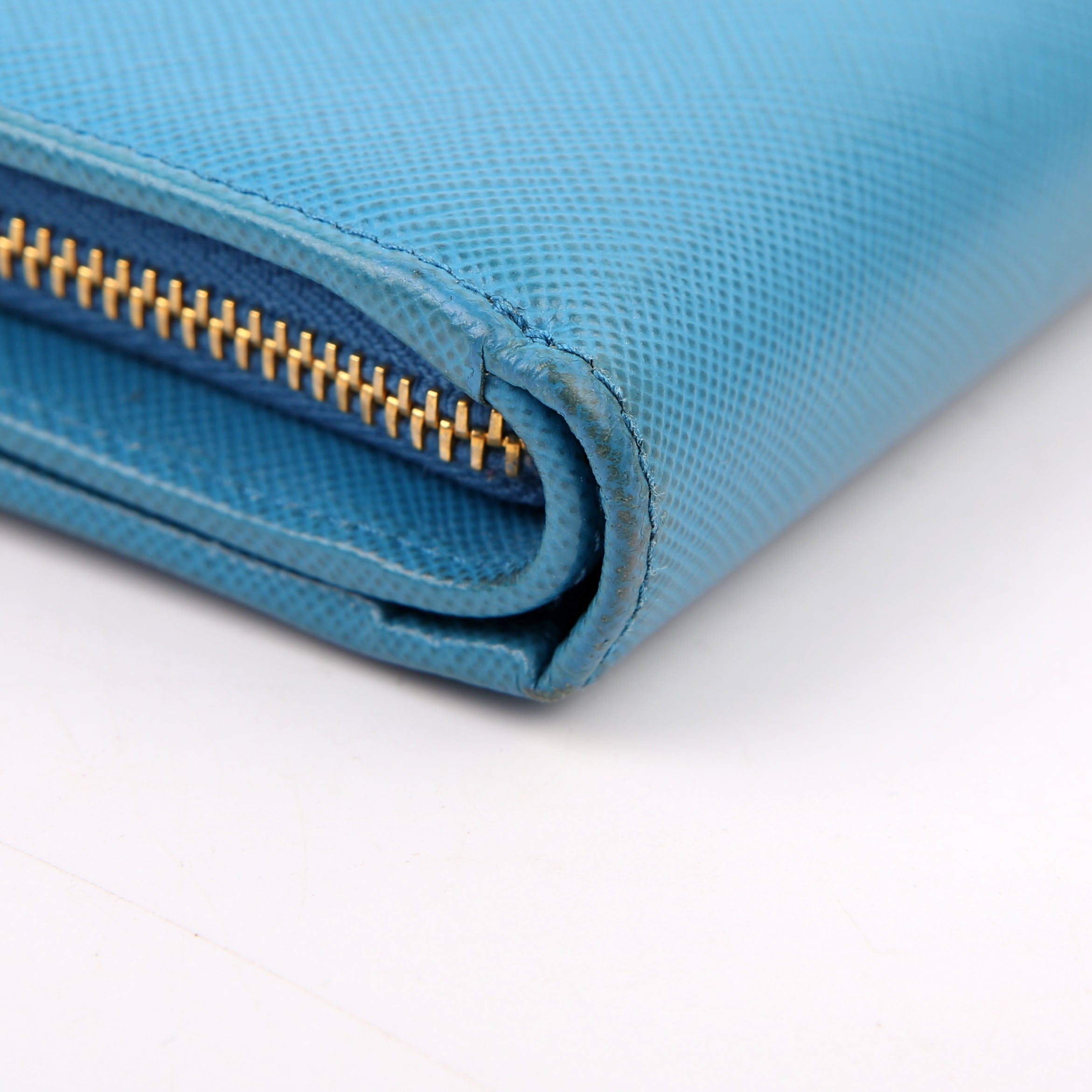 Prada Saffiano French Purse Wallet Blue