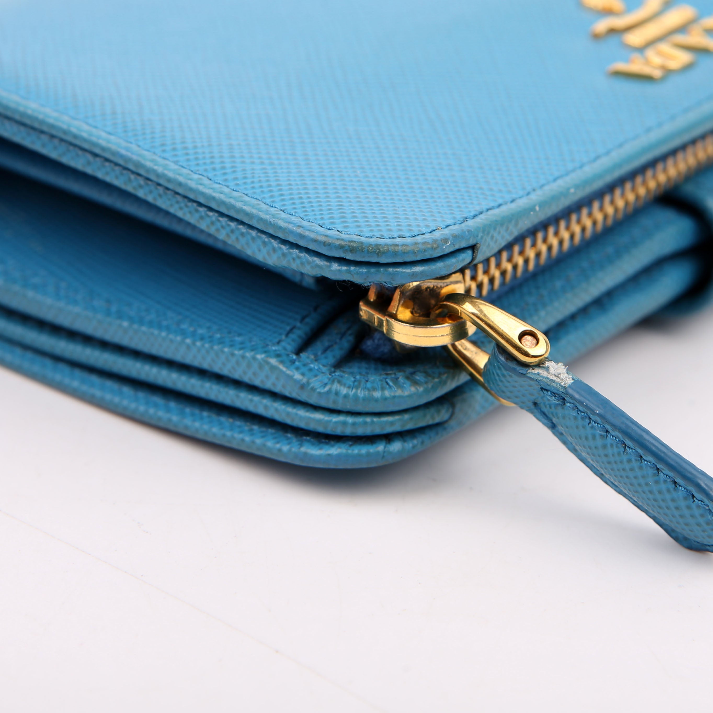 Prada Saffiano French Purse Wallet Blue