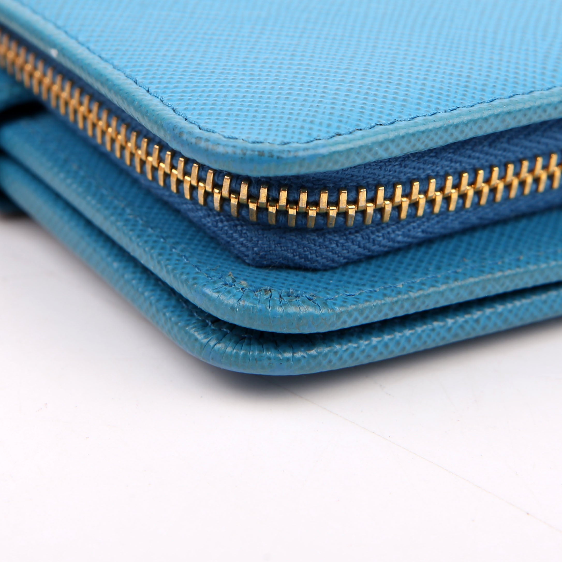 Prada Saffiano French Purse Wallet Blue
