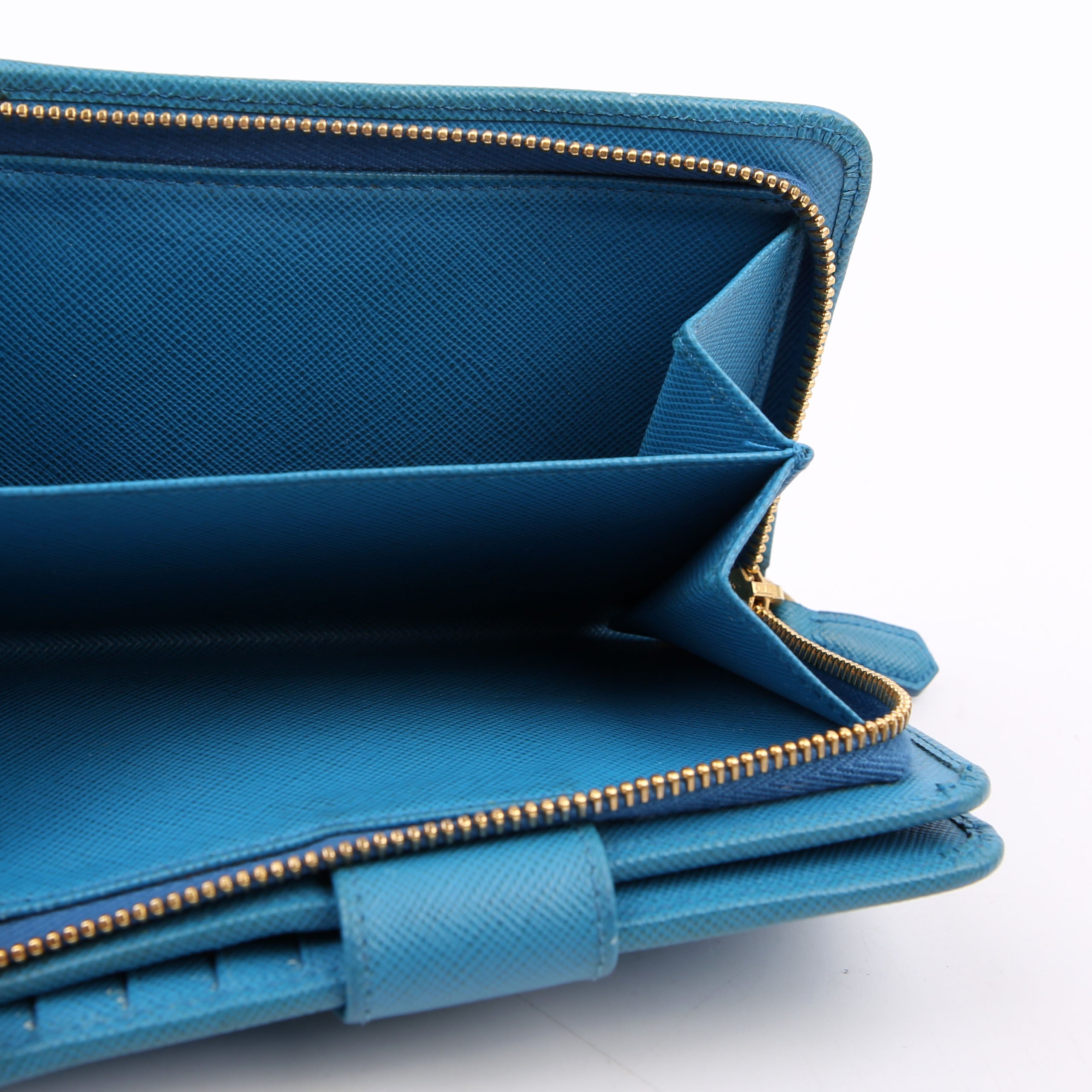 Prada Saffiano French Purse Wallet Blue