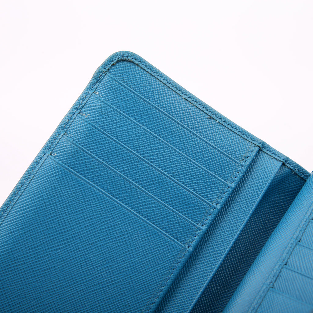 Prada Saffiano French Purse Wallet Blue