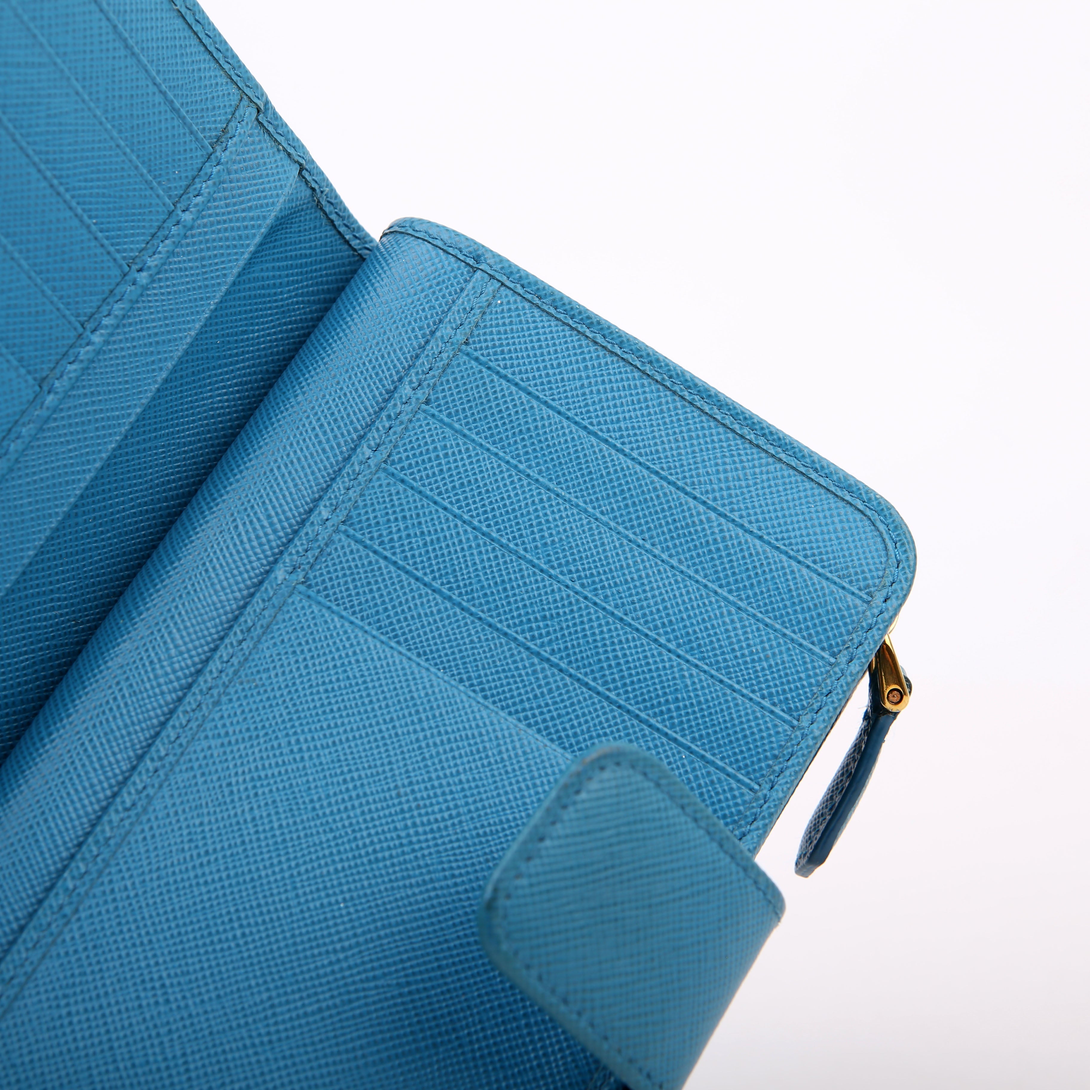 Prada Saffiano French Purse Wallet Blue