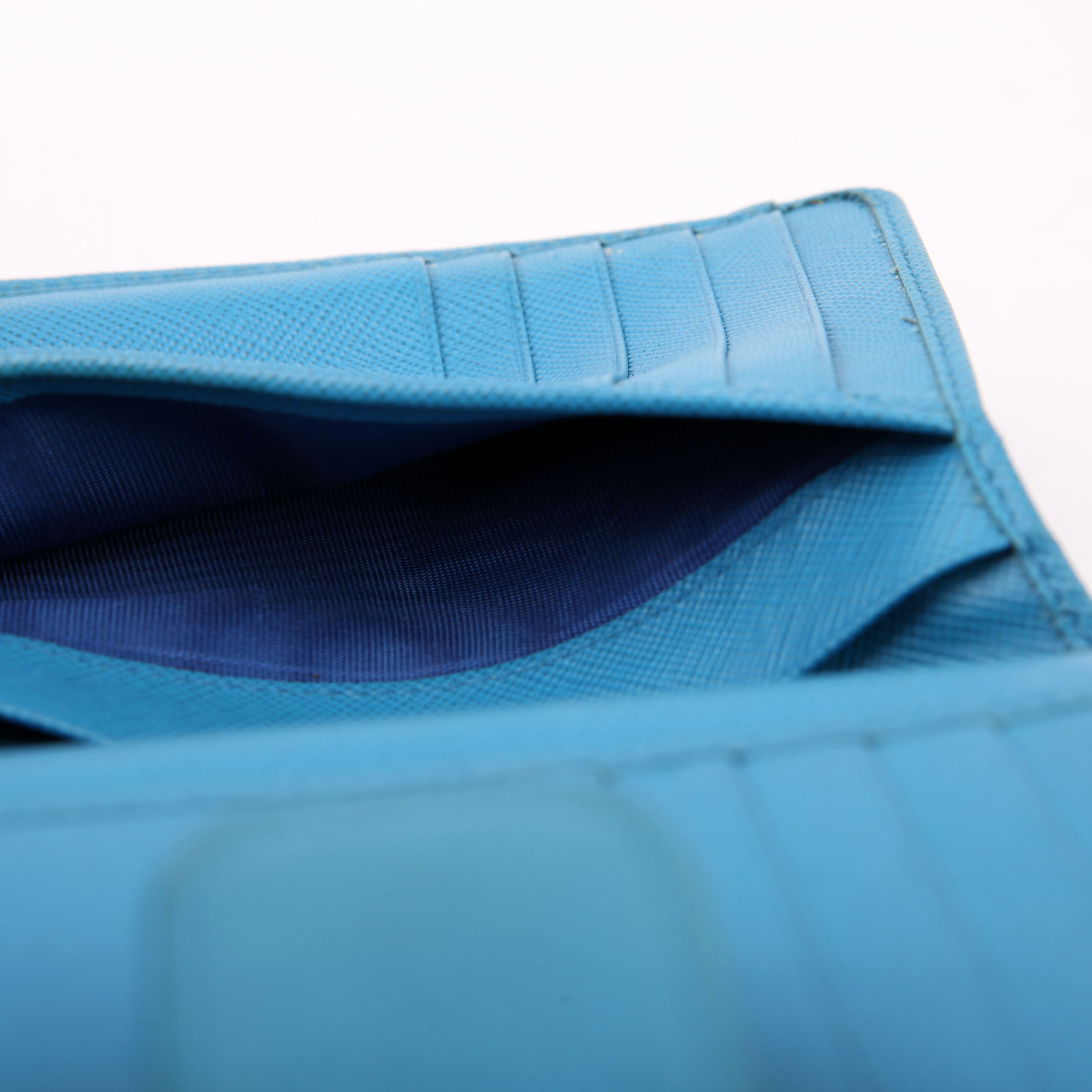 Prada Saffiano French Purse Wallet Blue