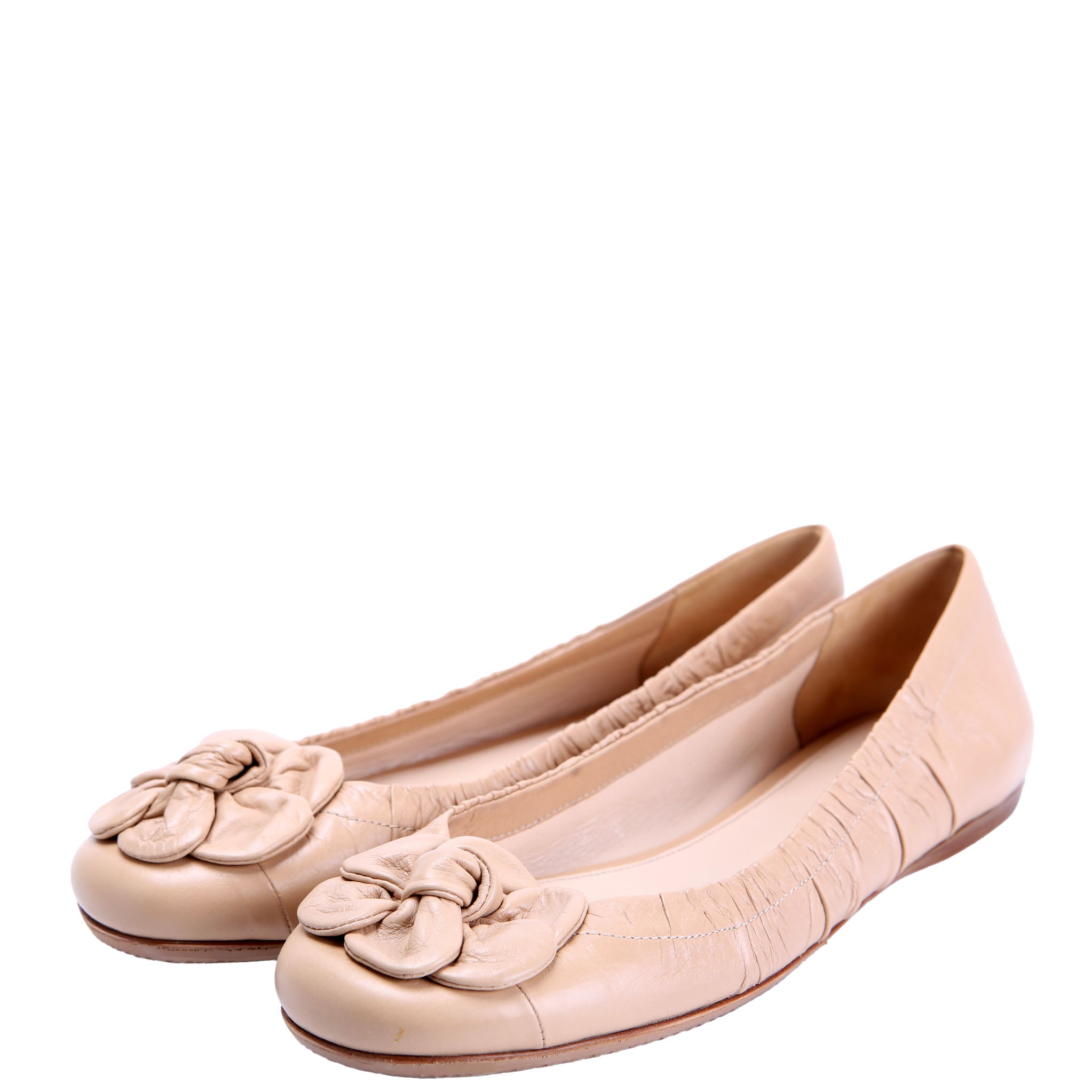 Prada Leather Bow Ballet Flats Size 37