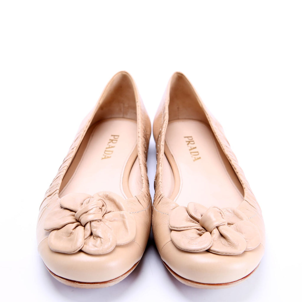 Prada Leather Bow Ballet Flats Size 37