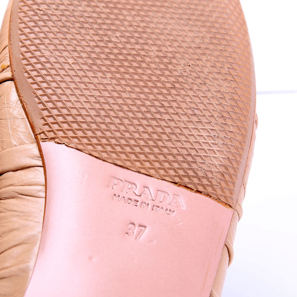 Prada Leather Bow Ballet Flats Size 37