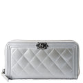 Boy Wallet Zip Around Quilted Caviar 24M Pewter