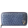 Gucci 309758 Ostrich Nice Zip Around Wallet Navy