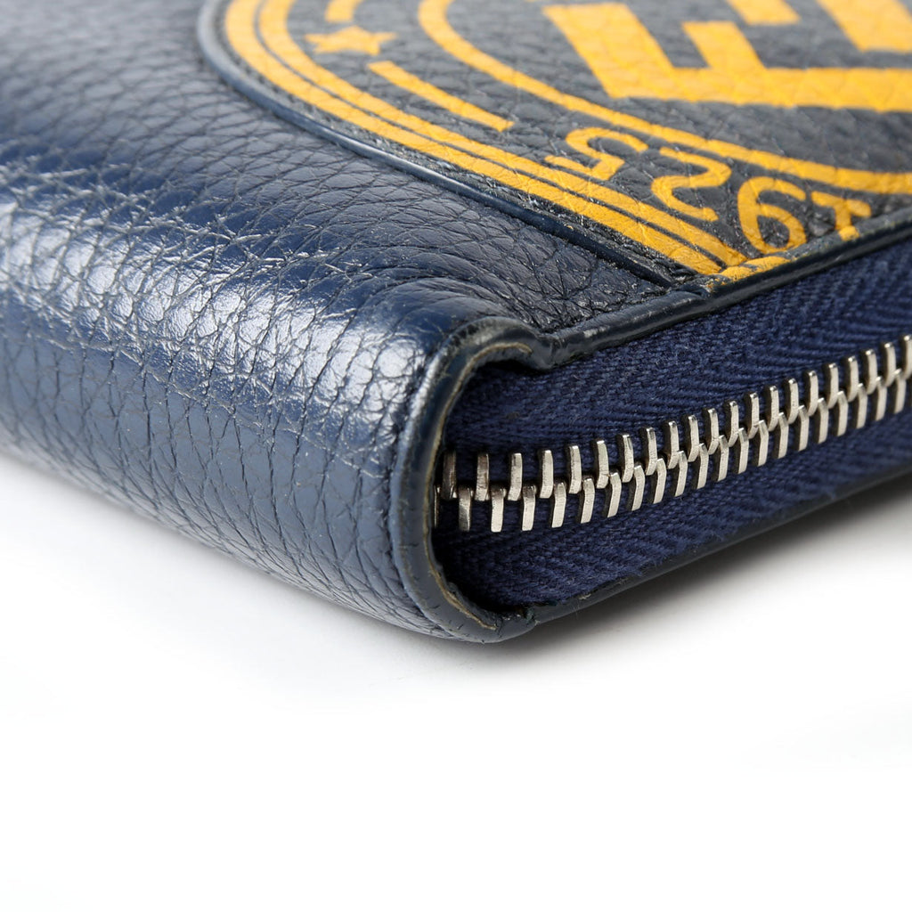 Fendi 7M0210 Zip Around Wallet Navy/Yellow
