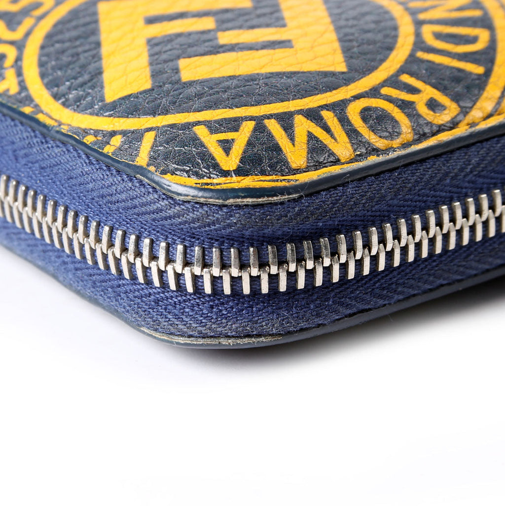 Fendi 7M0210 Zip Around Wallet Navy/Yellow