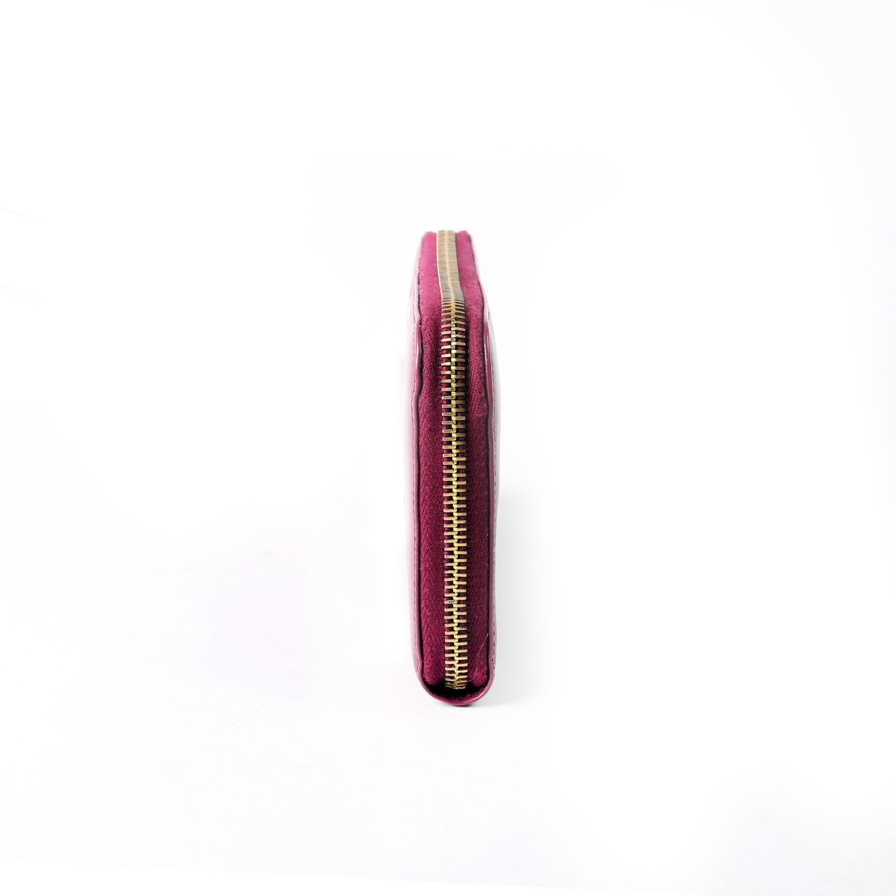 Prada Saffiano Vernice Zip Around Wallet 1ML506 Berry