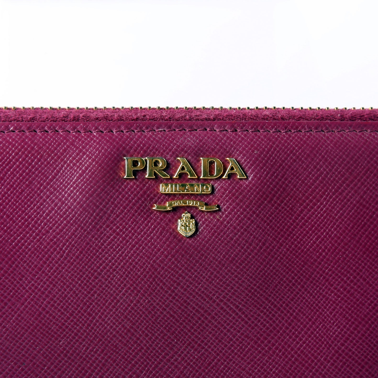 Prada Saffiano Vernice Zip Around Wallet 1ML506 Berry