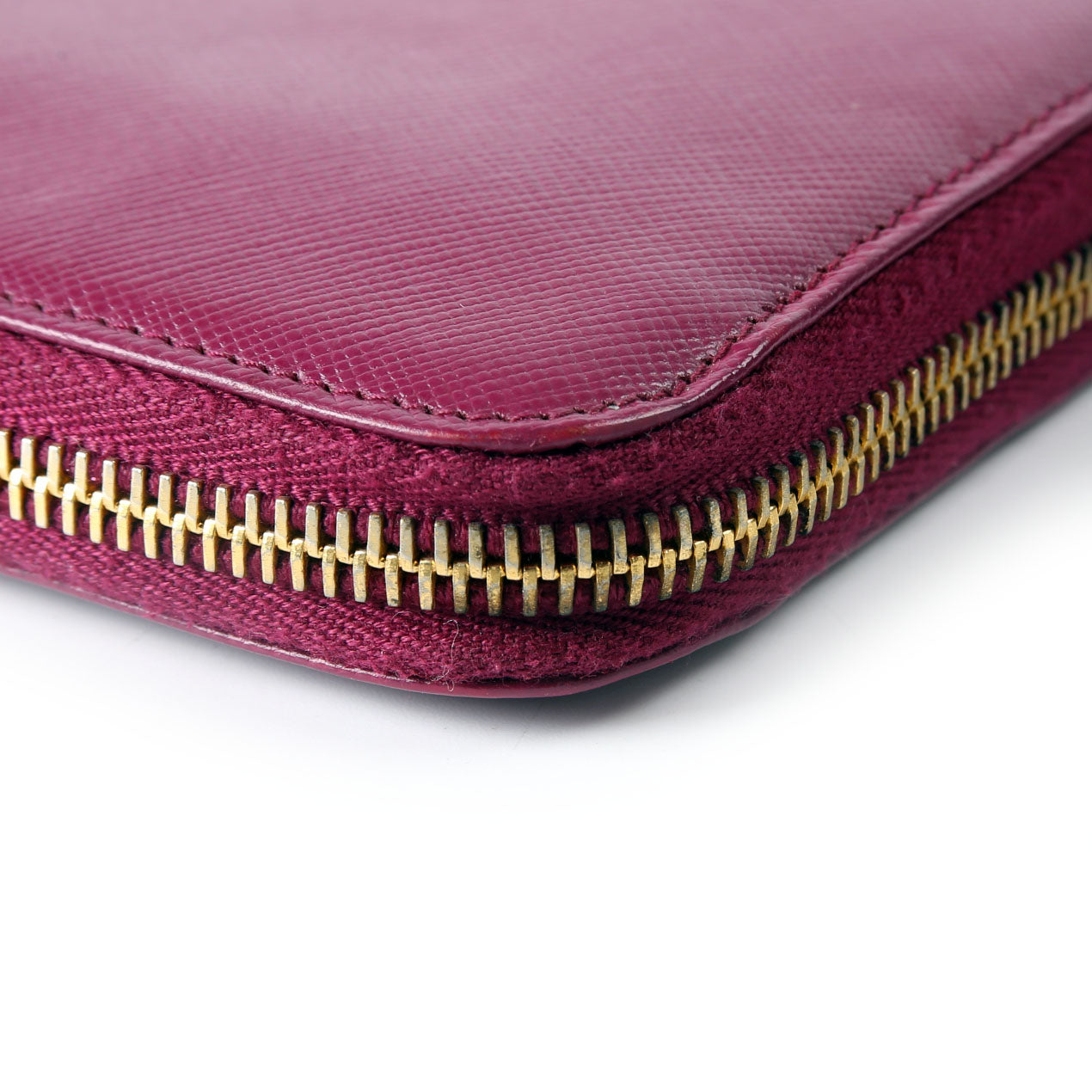 Prada Saffiano Vernice Zip Around Wallet 1ML506 Berry