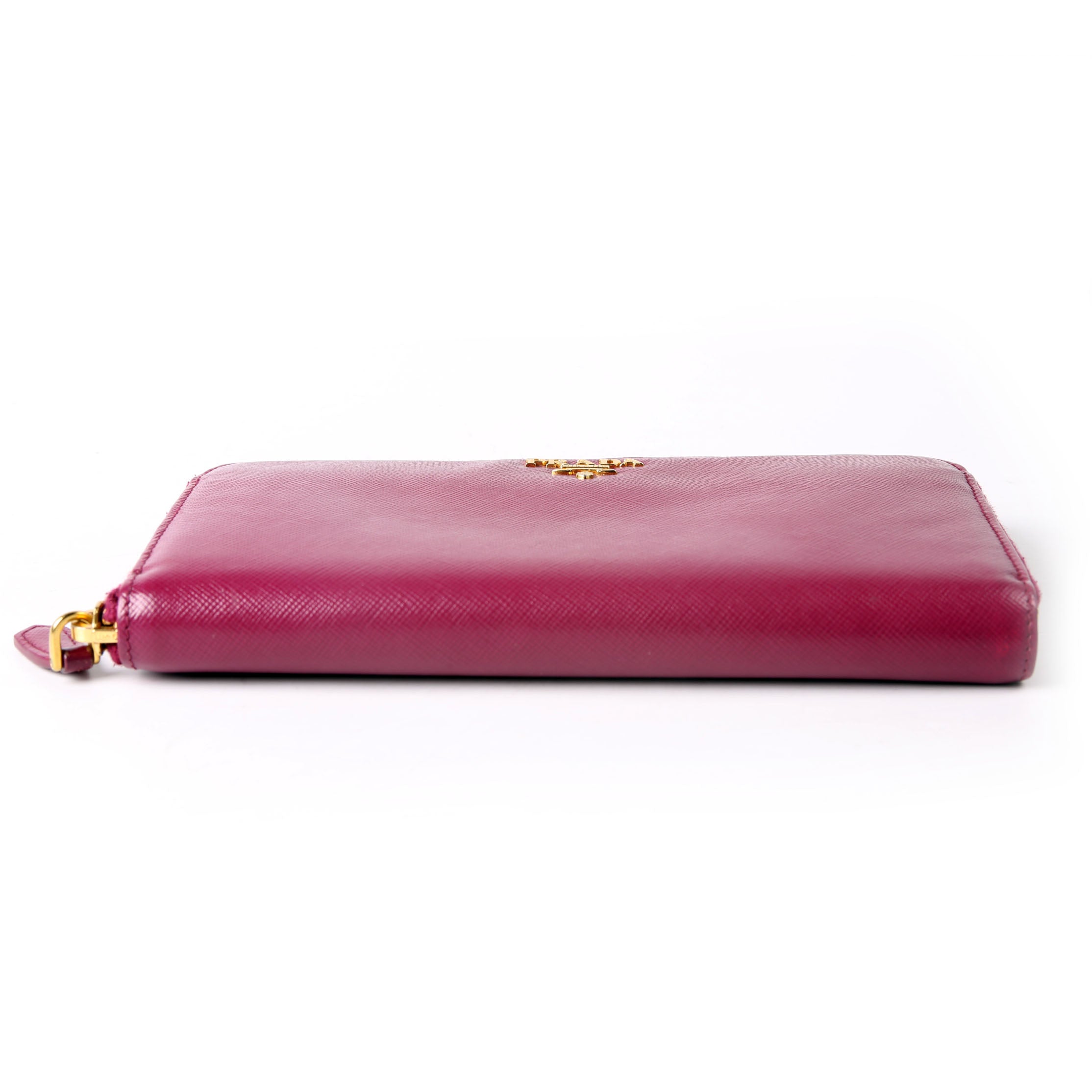 Prada Saffiano Vernice Zip Around Wallet 1ML506 Berry