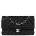 Chanel 2010-2011 Black Caviar Skin Medium Classic Double Flap Shoulder Bag