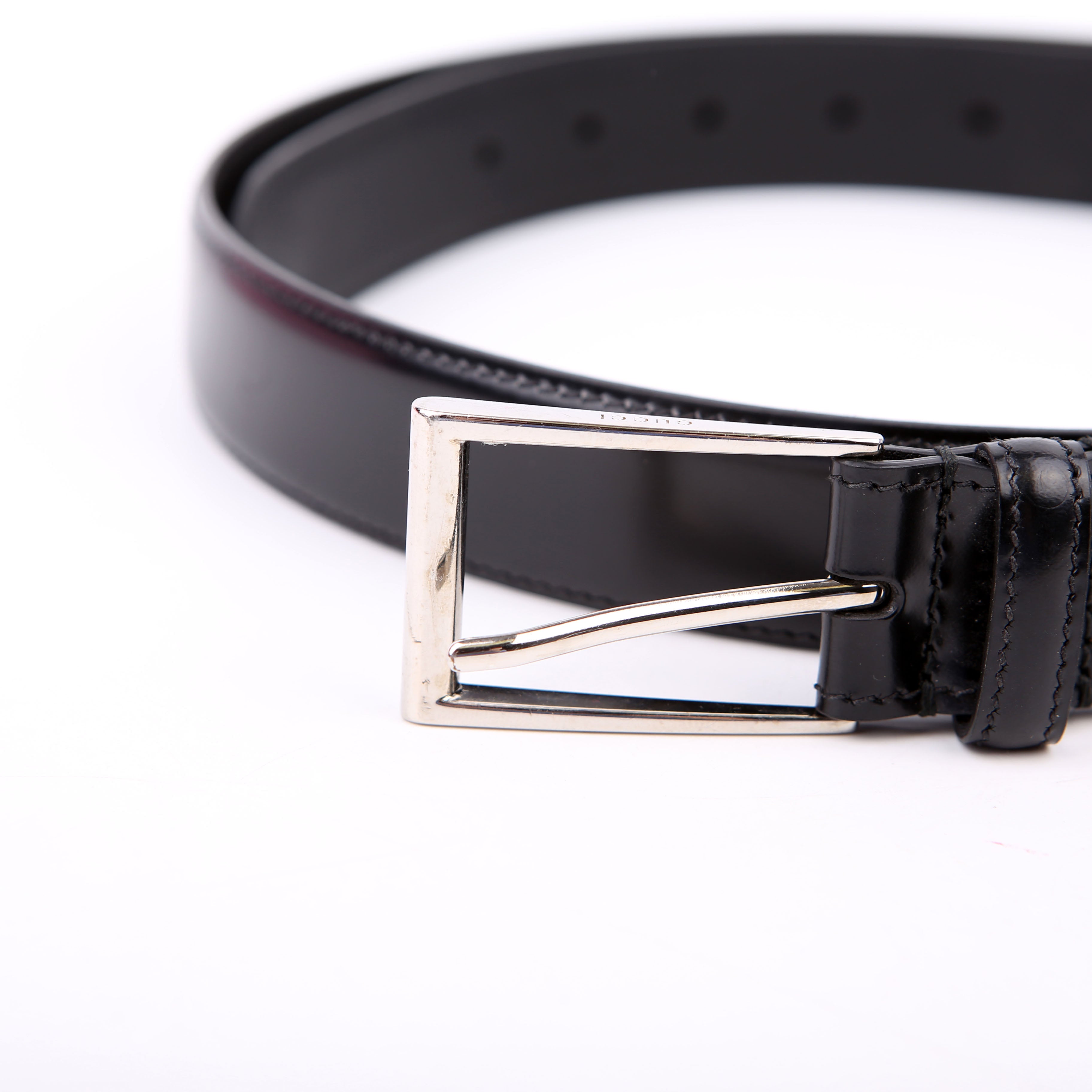 Gucci 474313 Square Buckle Belt Size 110/44 Black