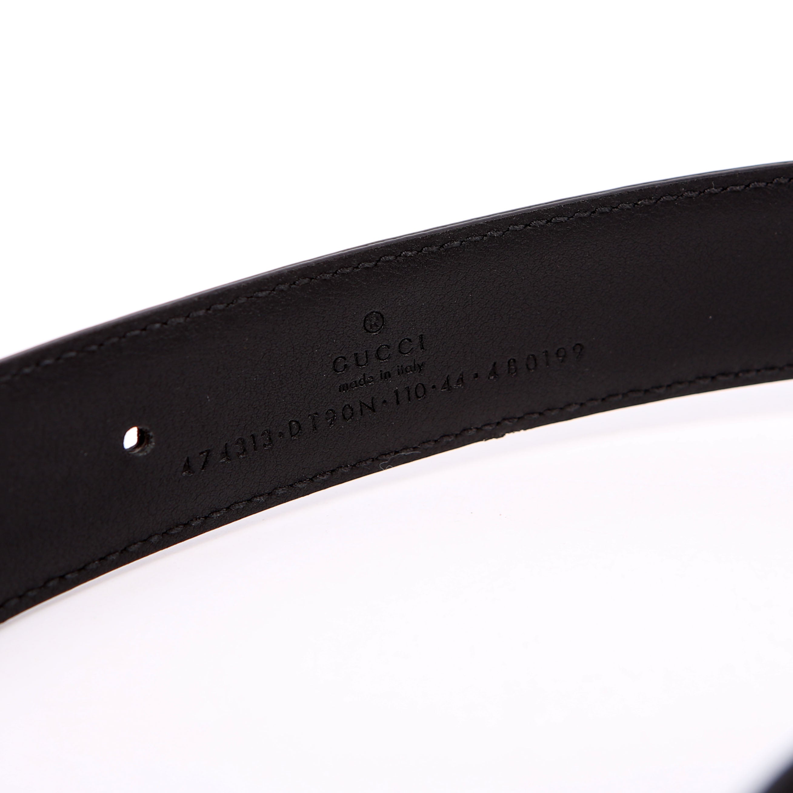 Gucci 474313 Square Buckle Belt Size 110/44 Black