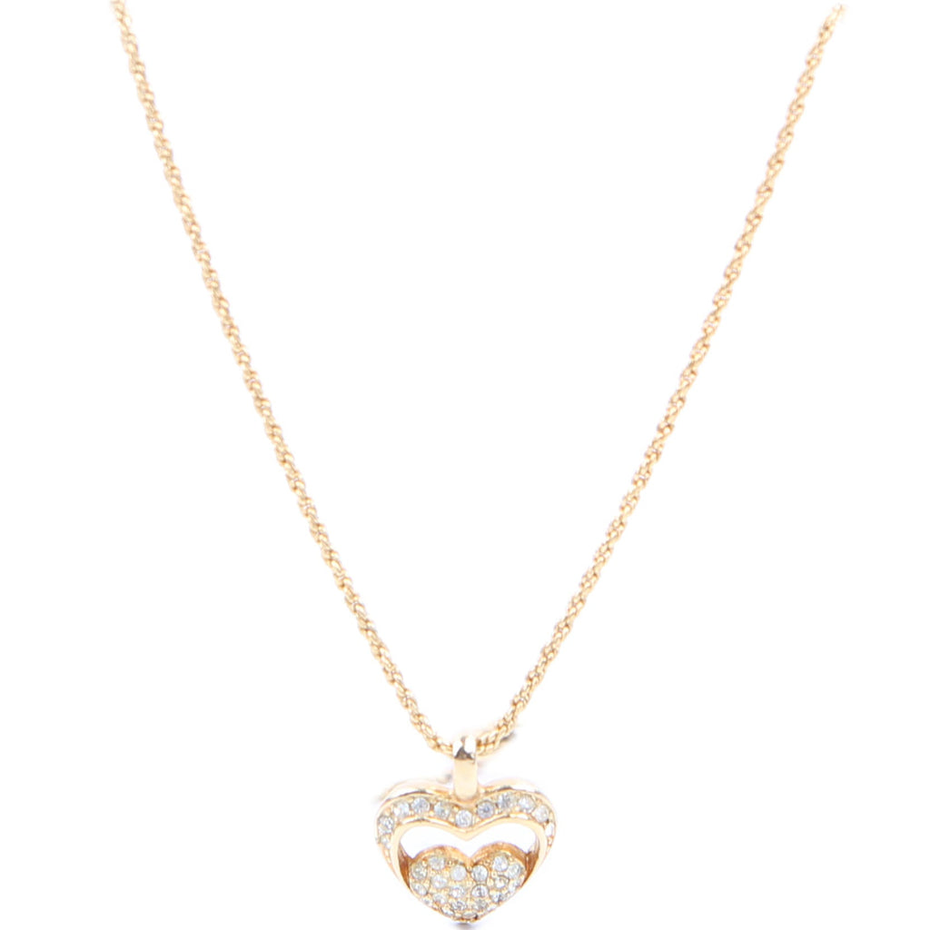 Dior Crystal Heart Pendant Necklace Gold