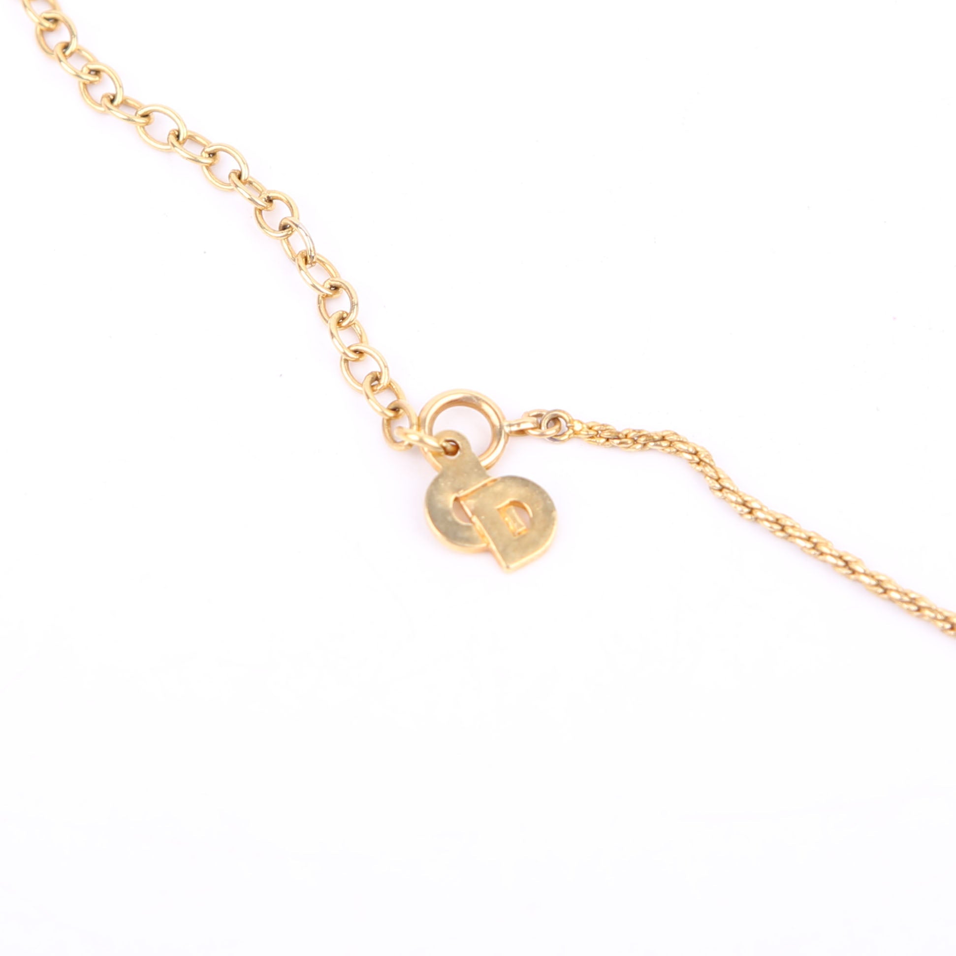 Dior Crystal Heart Pendant Necklace Gold