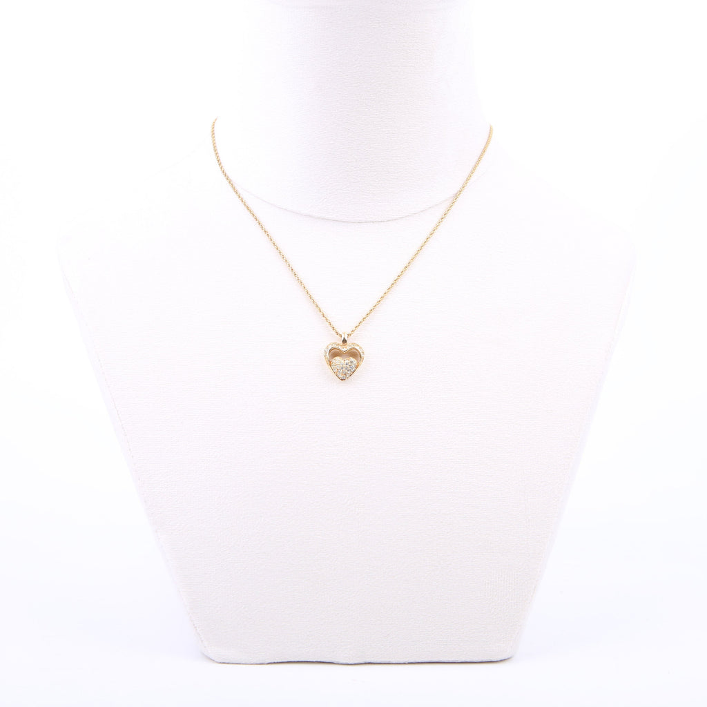 Dior Crystal Heart Pendant Necklace Gold