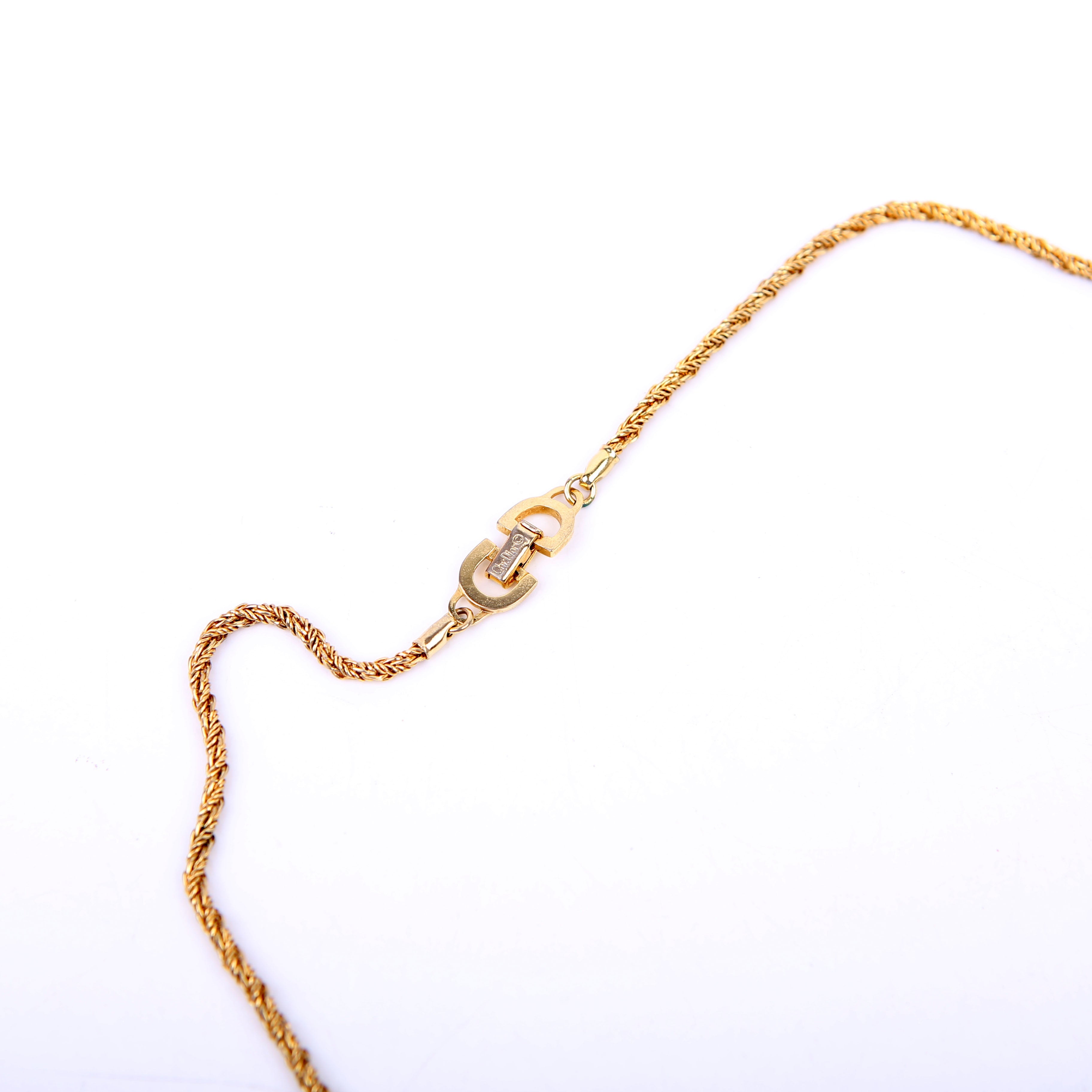 Dior CD Clasp Twisted Chain Necklace Gold