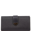 Prada Saffiano Triangle Logo Large Wallet Black