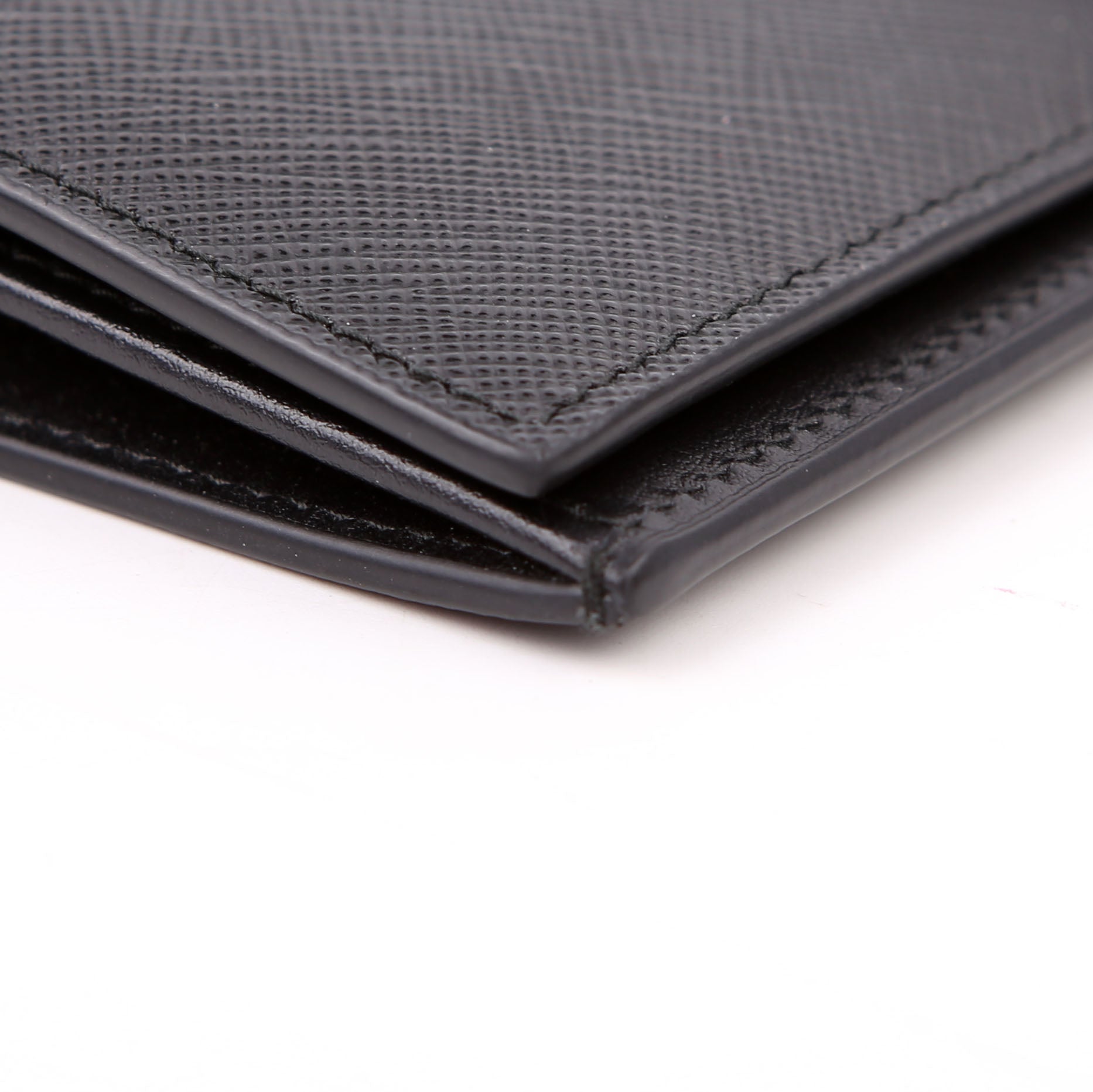 Prada Saffiano Triangle Logo Large Wallet Black