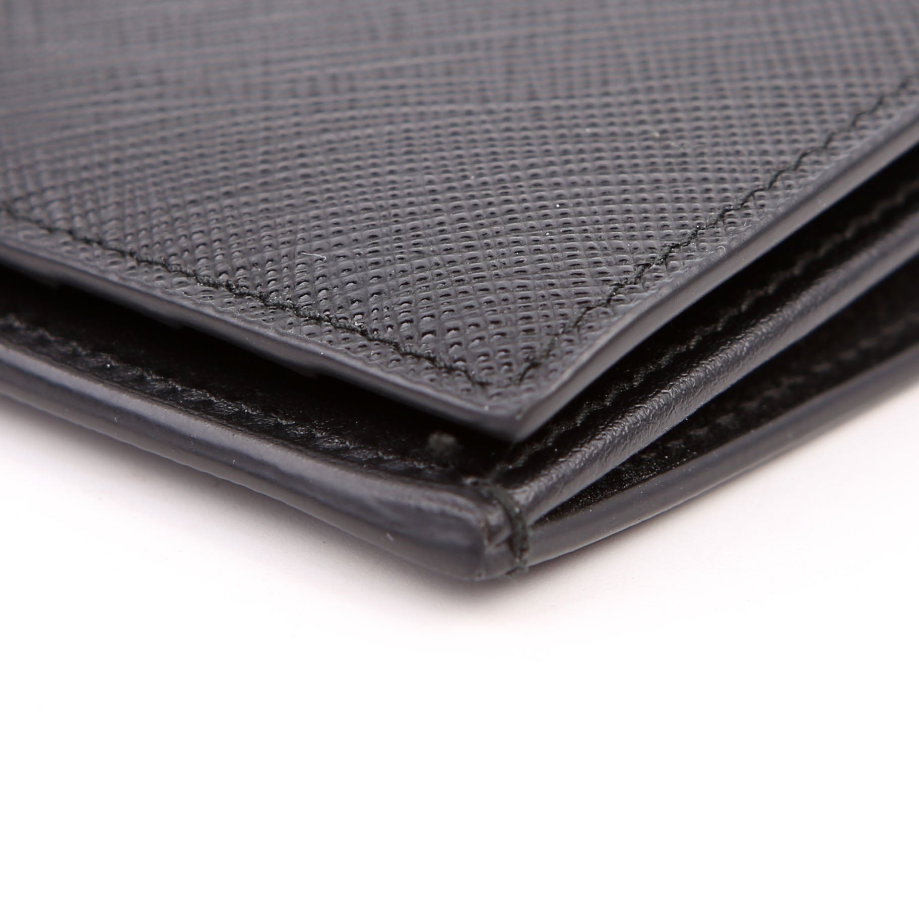 Prada Saffiano Triangle Logo Large Wallet Black