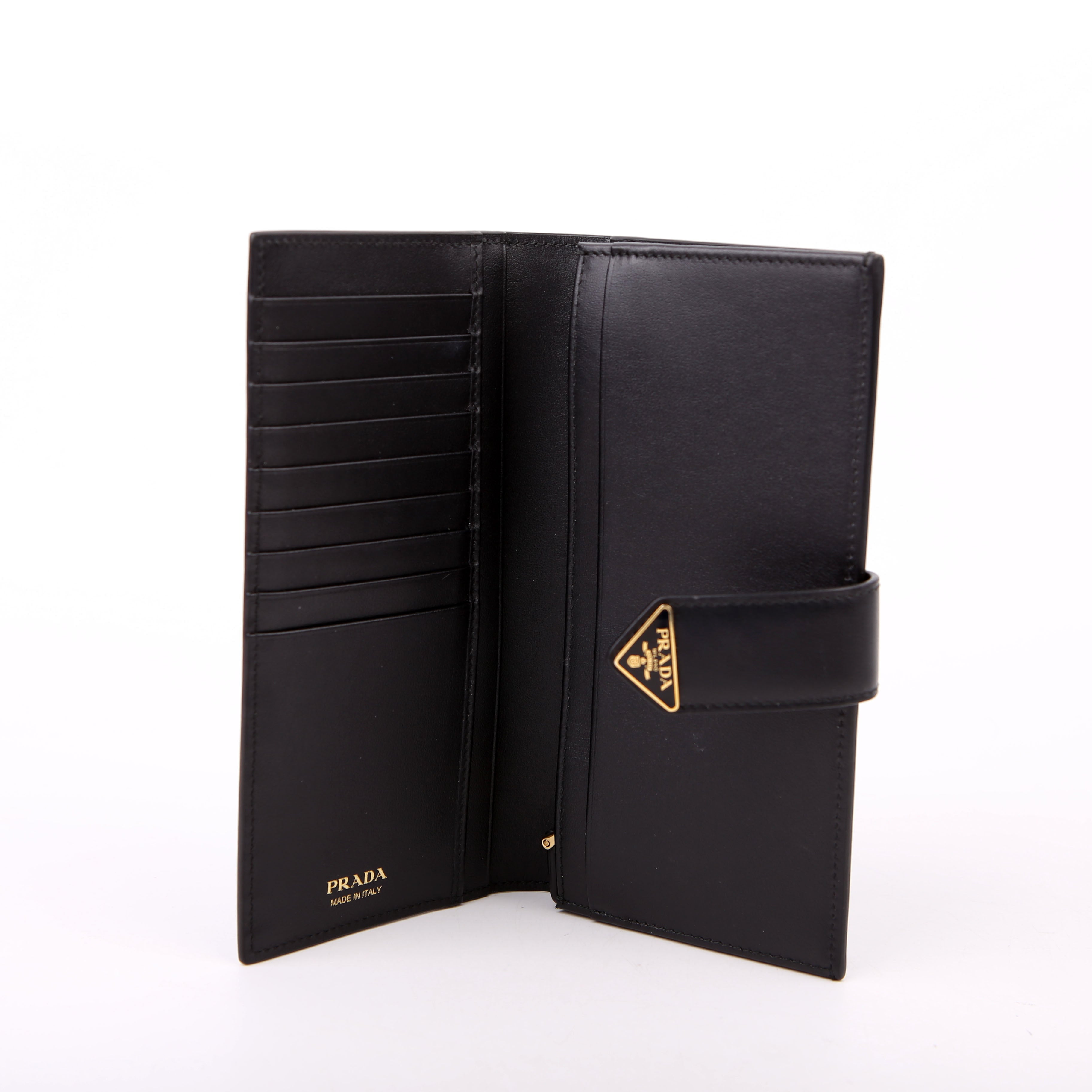 Prada Saffiano Triangle Logo Large Wallet Black