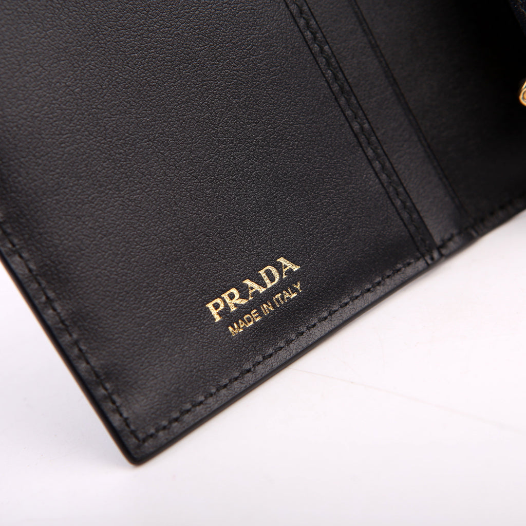 Prada Saffiano Triangle Logo Large Wallet Black