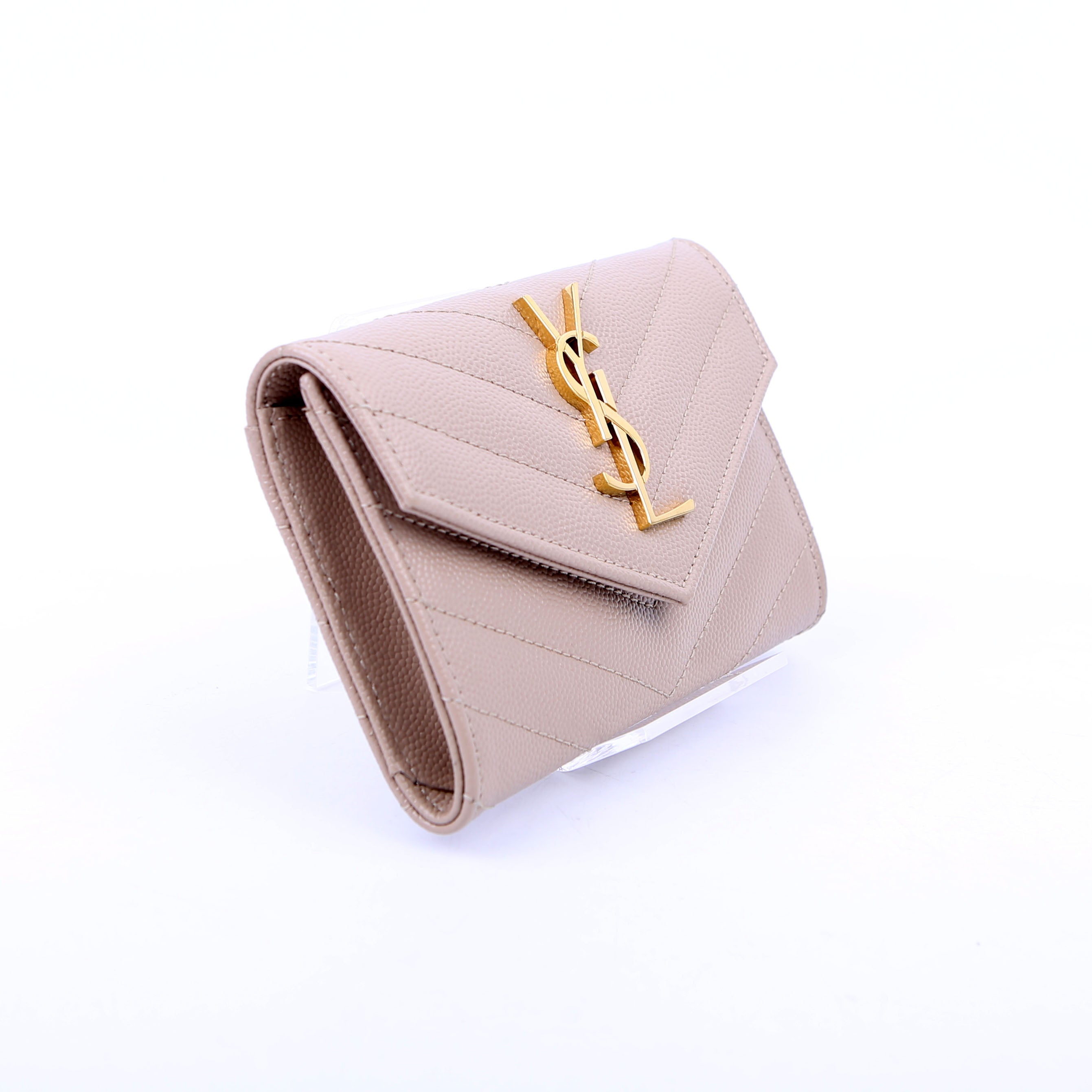 SAINT LAURENT Grain De Poudre Small Envelope Wallet Beige