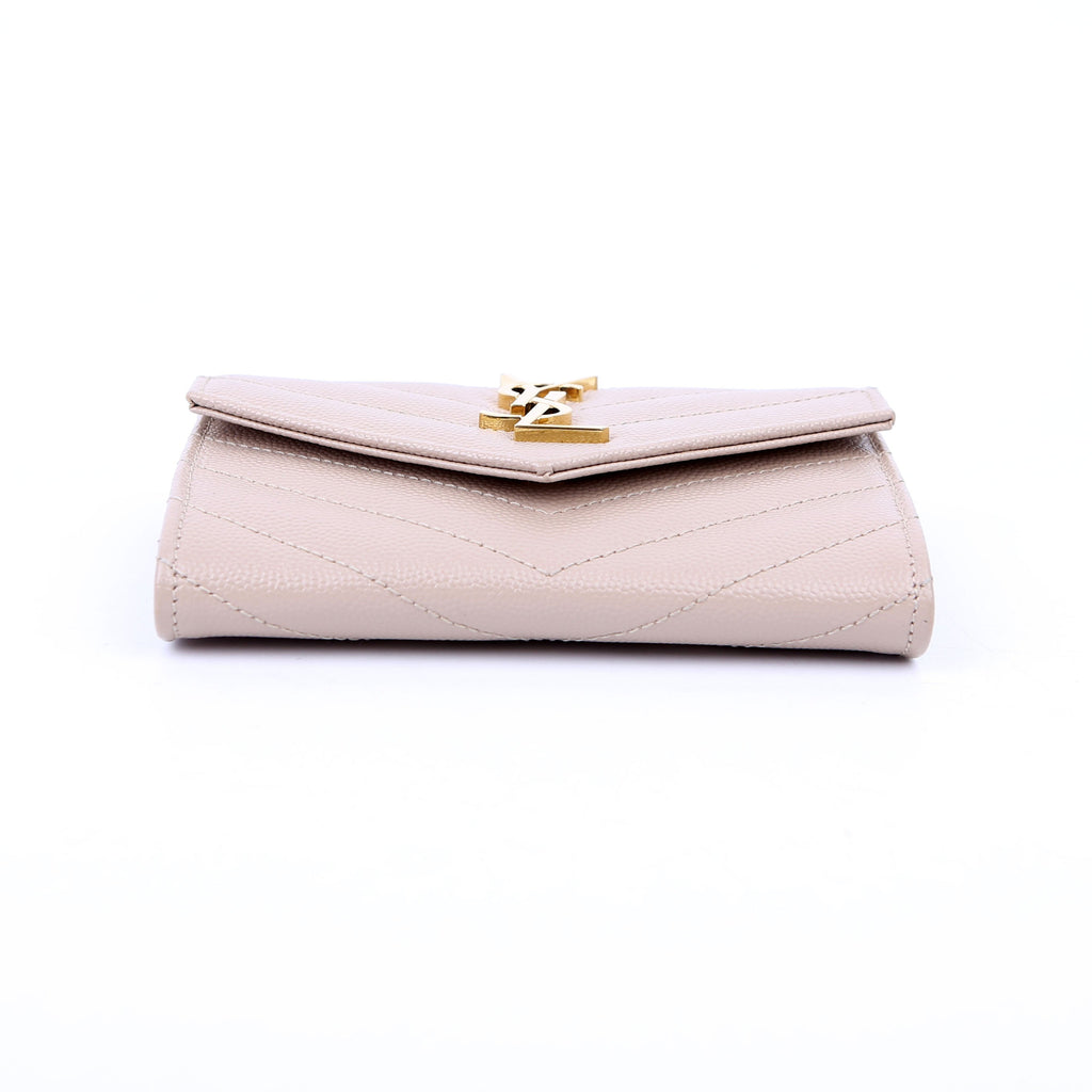 SAINT LAURENT Grain De Poudre Small Envelope Wallet Beige