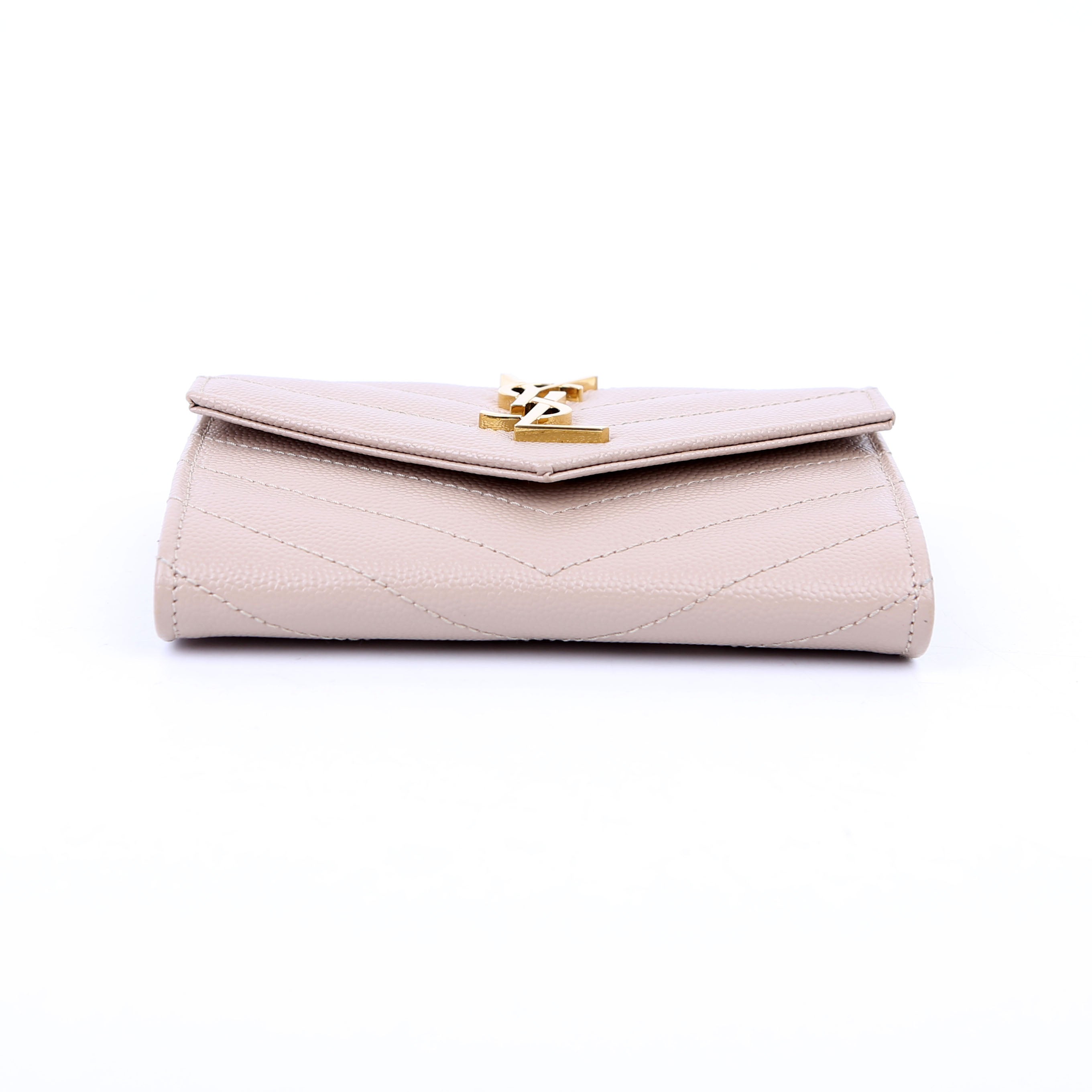 SAINT LAURENT Grain De Poudre Small Envelope Wallet Beige