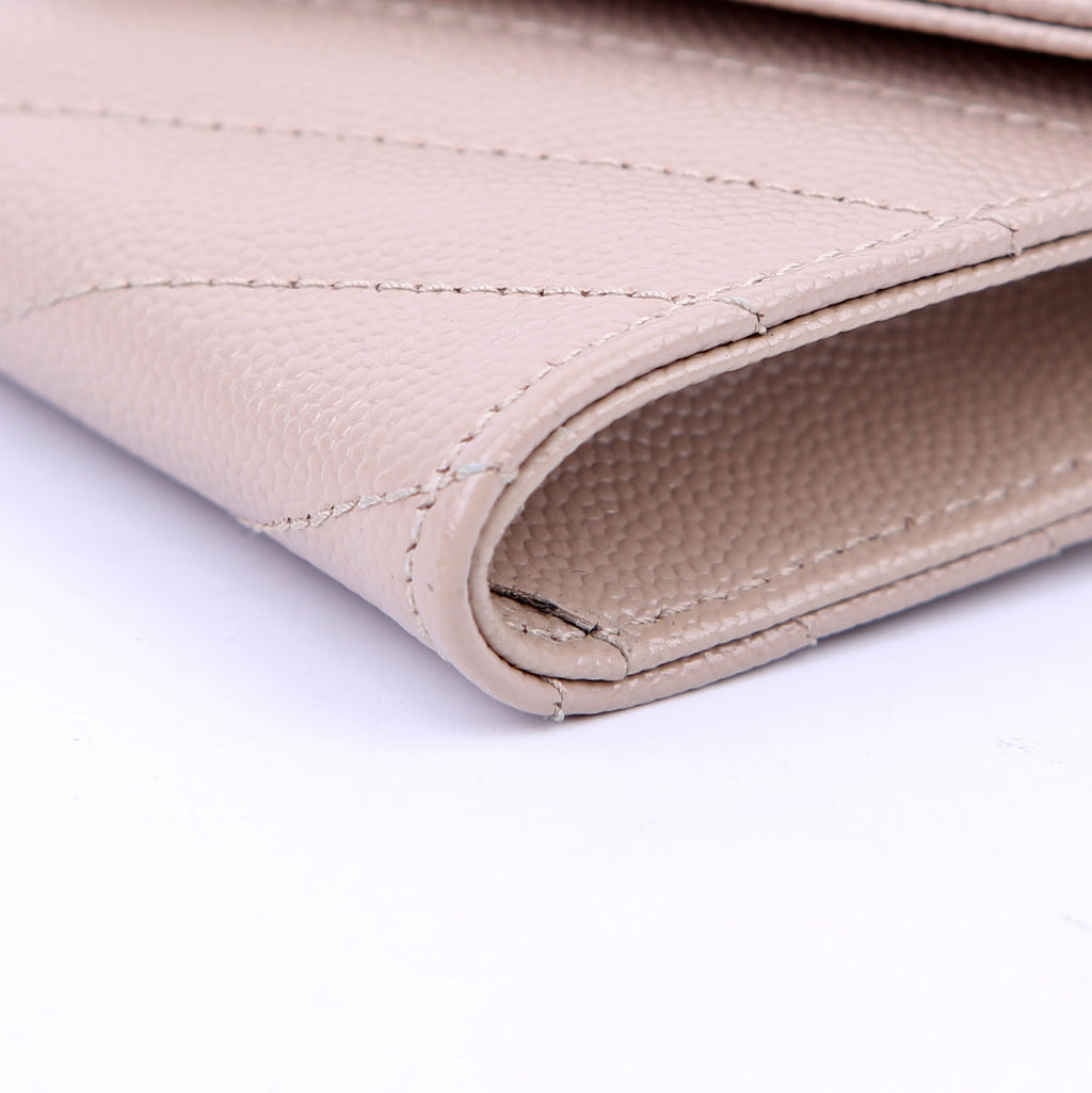 SAINT LAURENT Grain De Poudre Small Envelope Wallet Beige