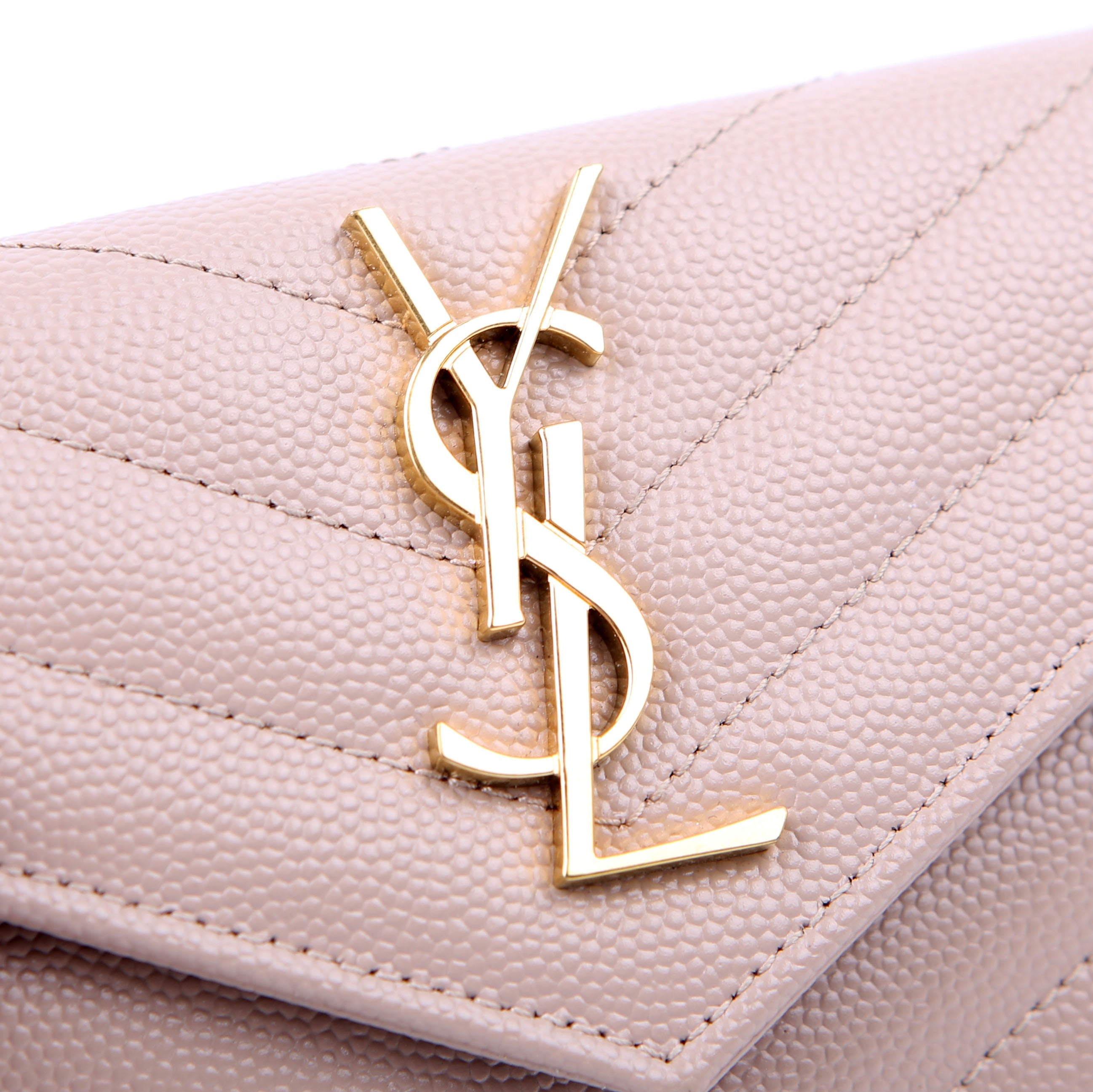 SAINT LAURENT Grain De Poudre Small Envelope Wallet Beige