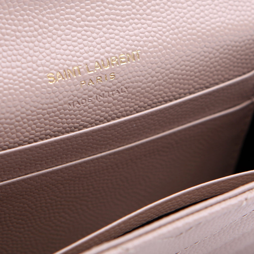 SAINT LAURENT Grain De Poudre Small Envelope Wallet Beige