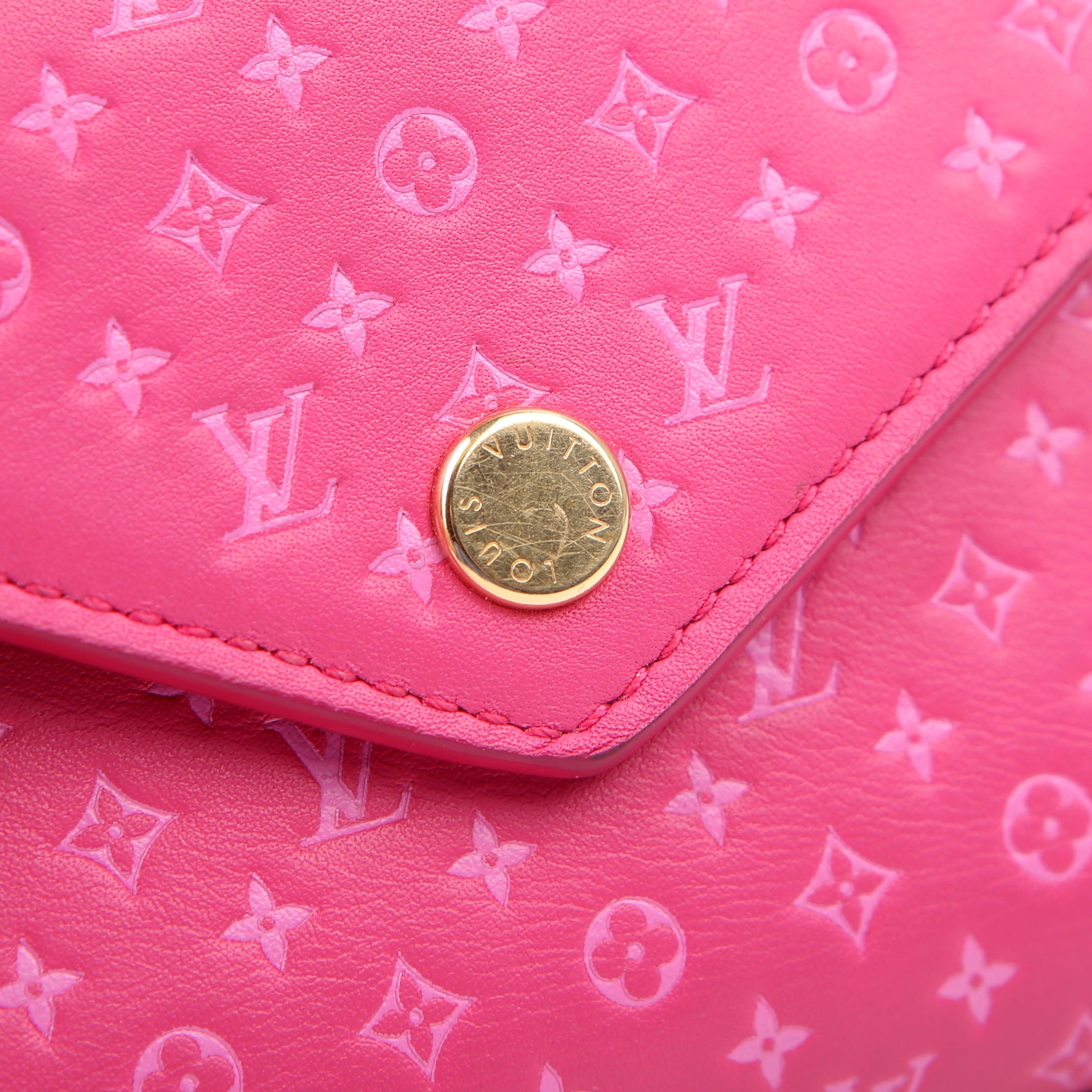 Victorine Wallet Nanogram Embossed Calfskin Pink