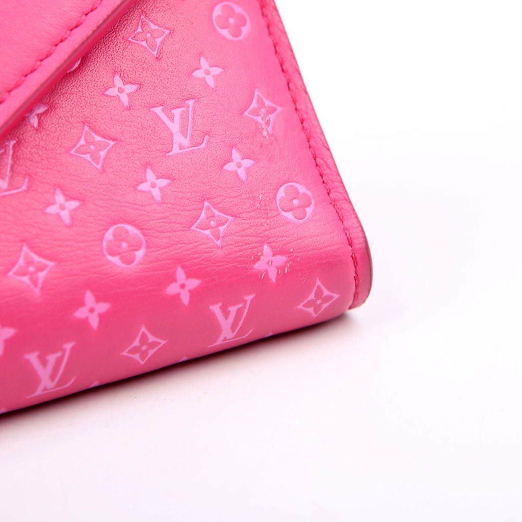 Victorine Wallet Nanogram Embossed Calfskin Pink