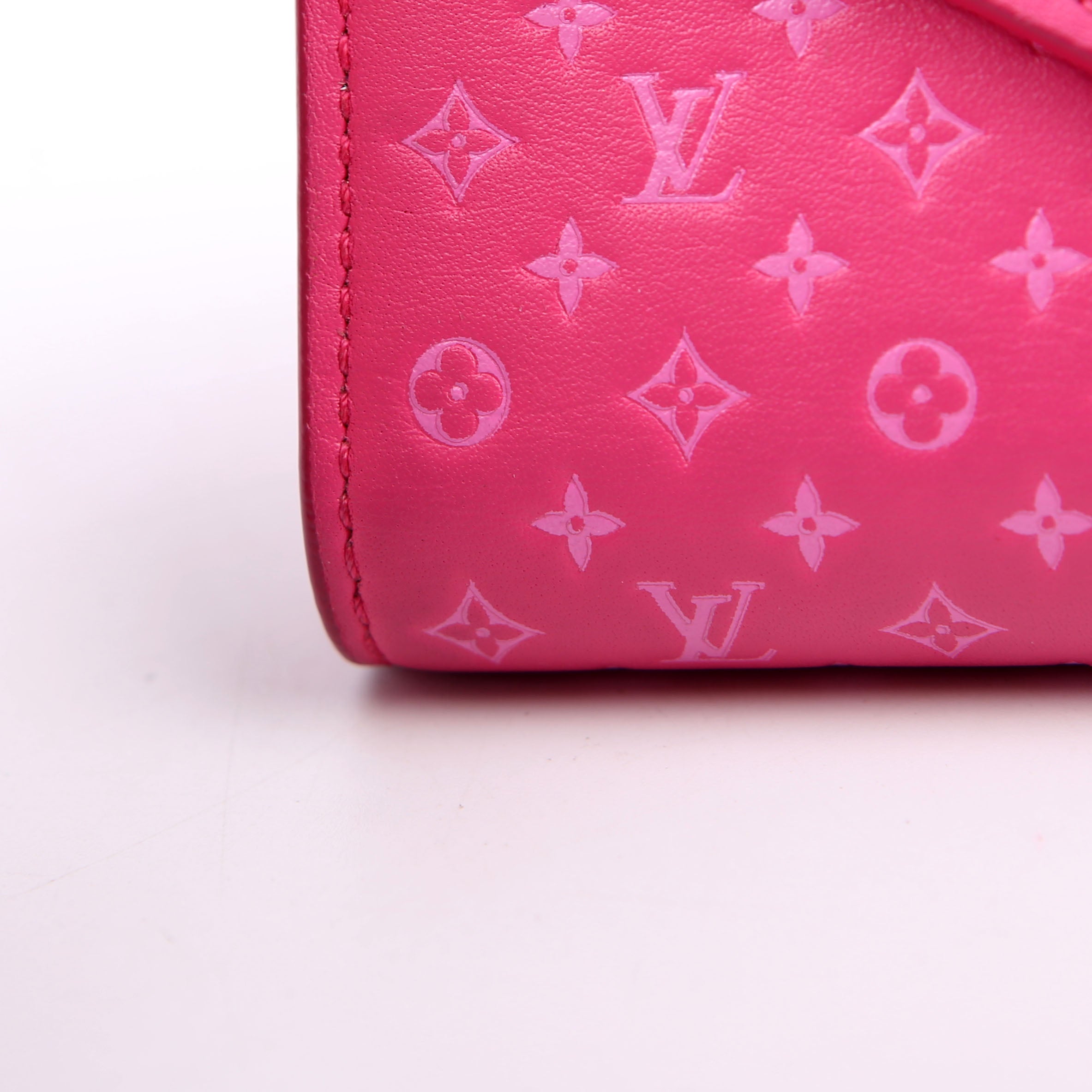Victorine Wallet Nanogram Embossed Calfskin Pink