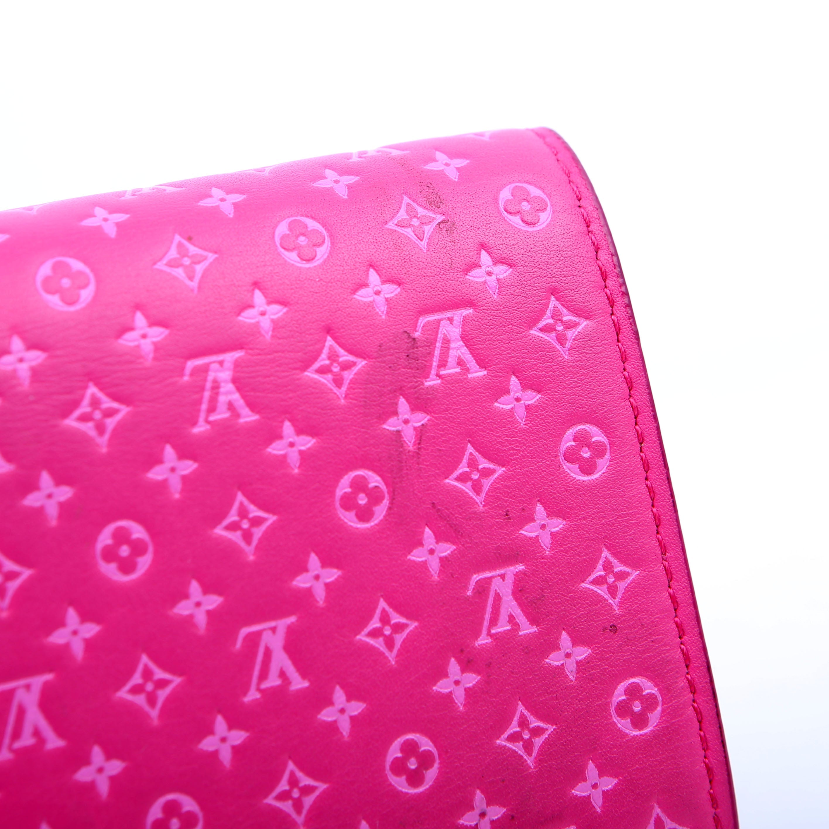 Victorine Wallet Nanogram Embossed Calfskin Pink