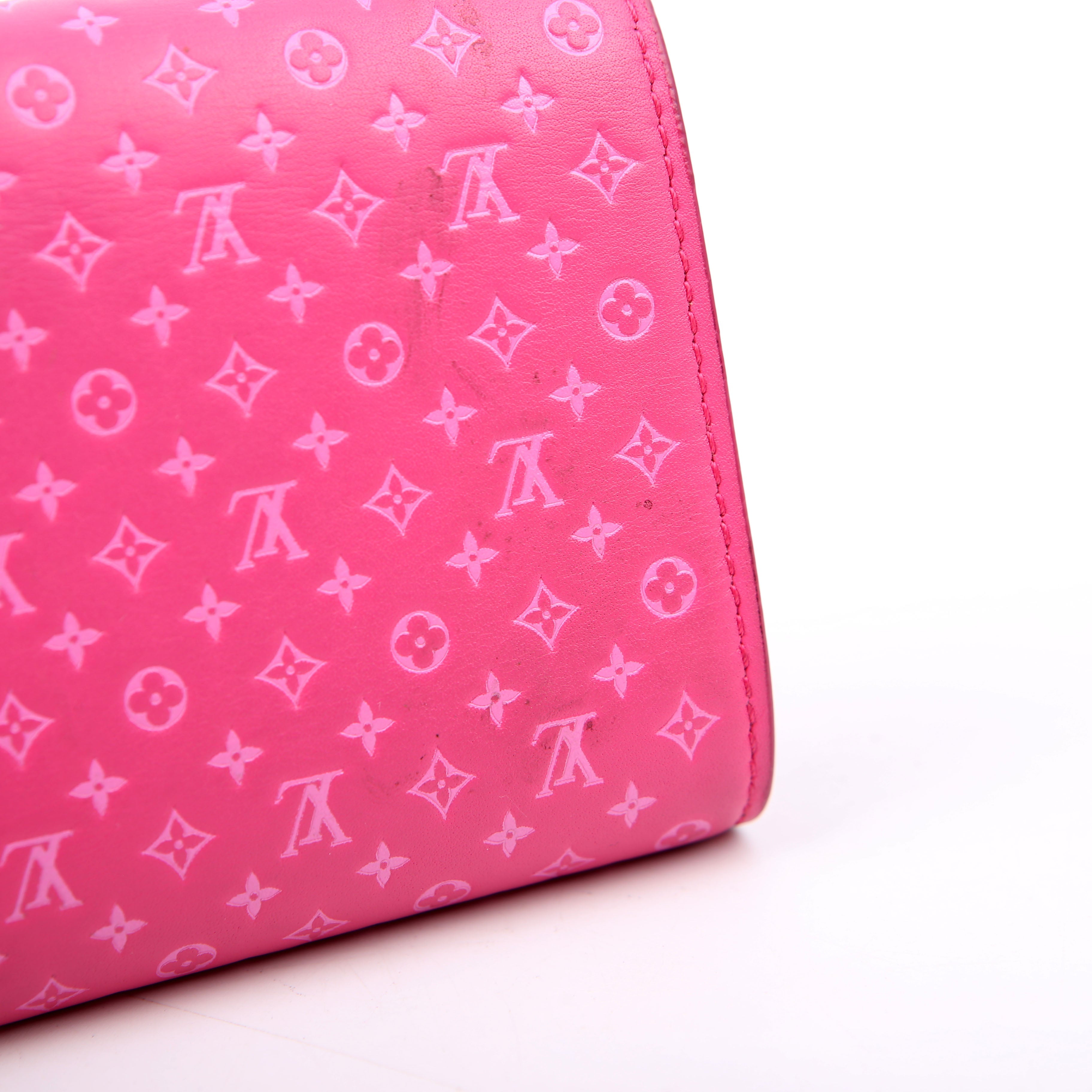 Victorine Wallet Nanogram Embossed Calfskin Pink