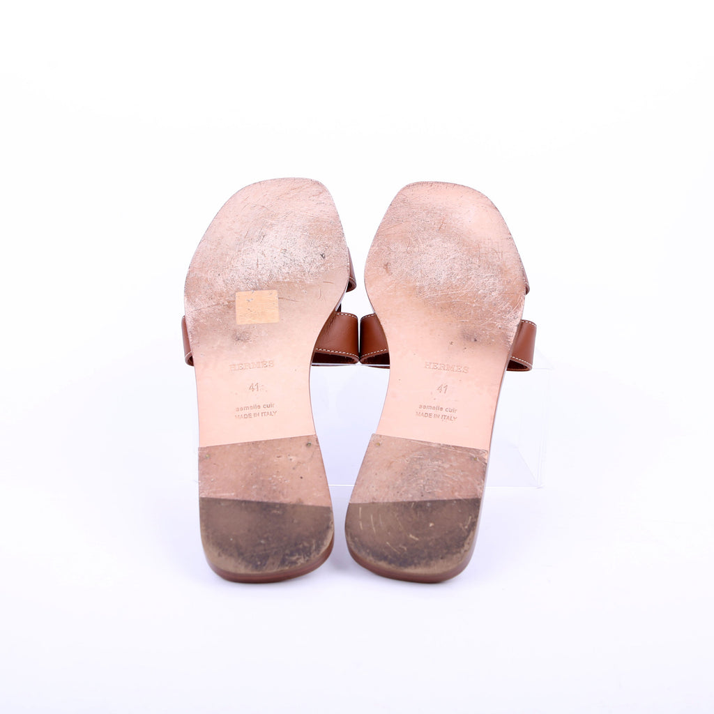 Hermes Oran Sandals Size 41 Brown