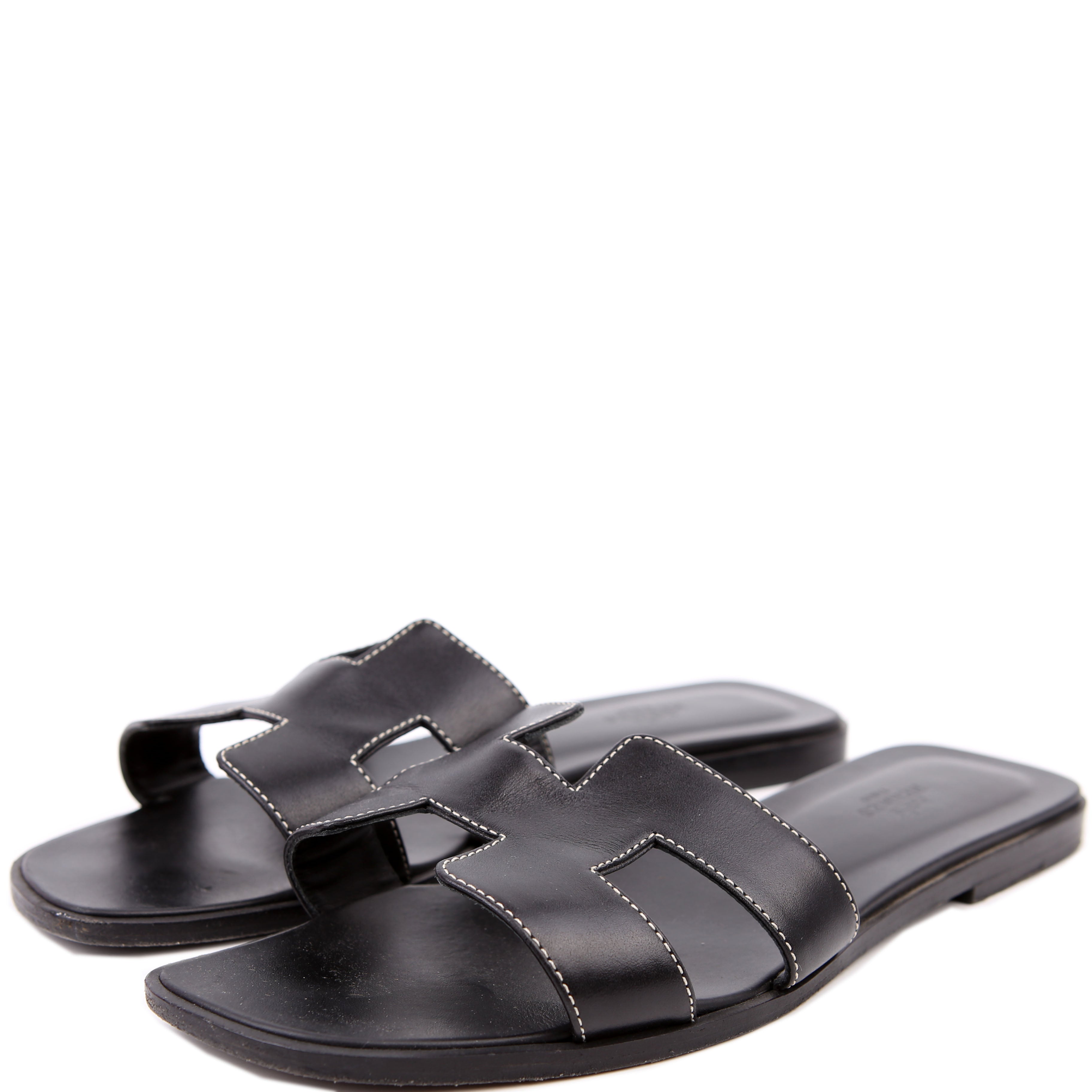 Hermes Oran Sandals Size 41 Black