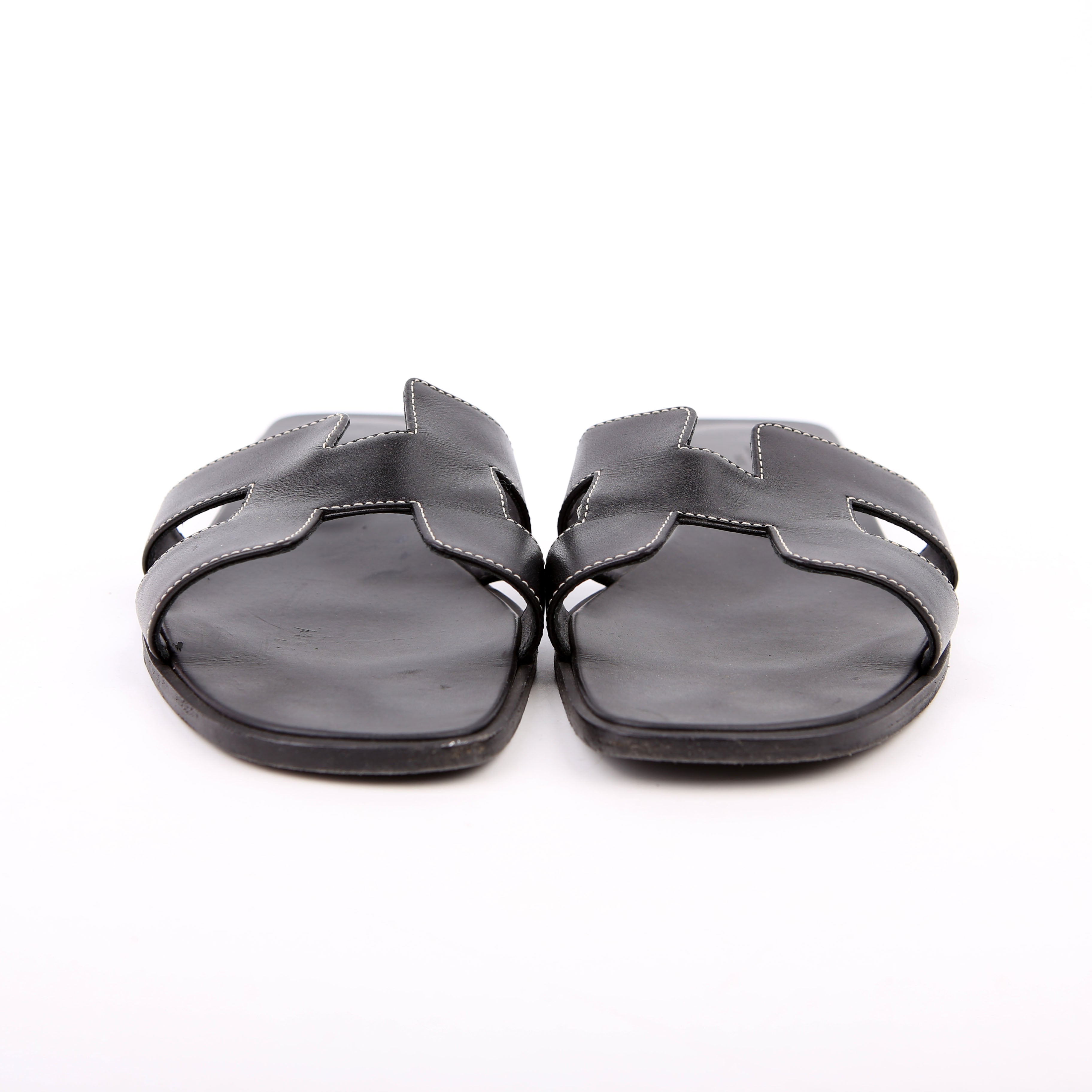 Hermes Oran Sandals Size 41 Black