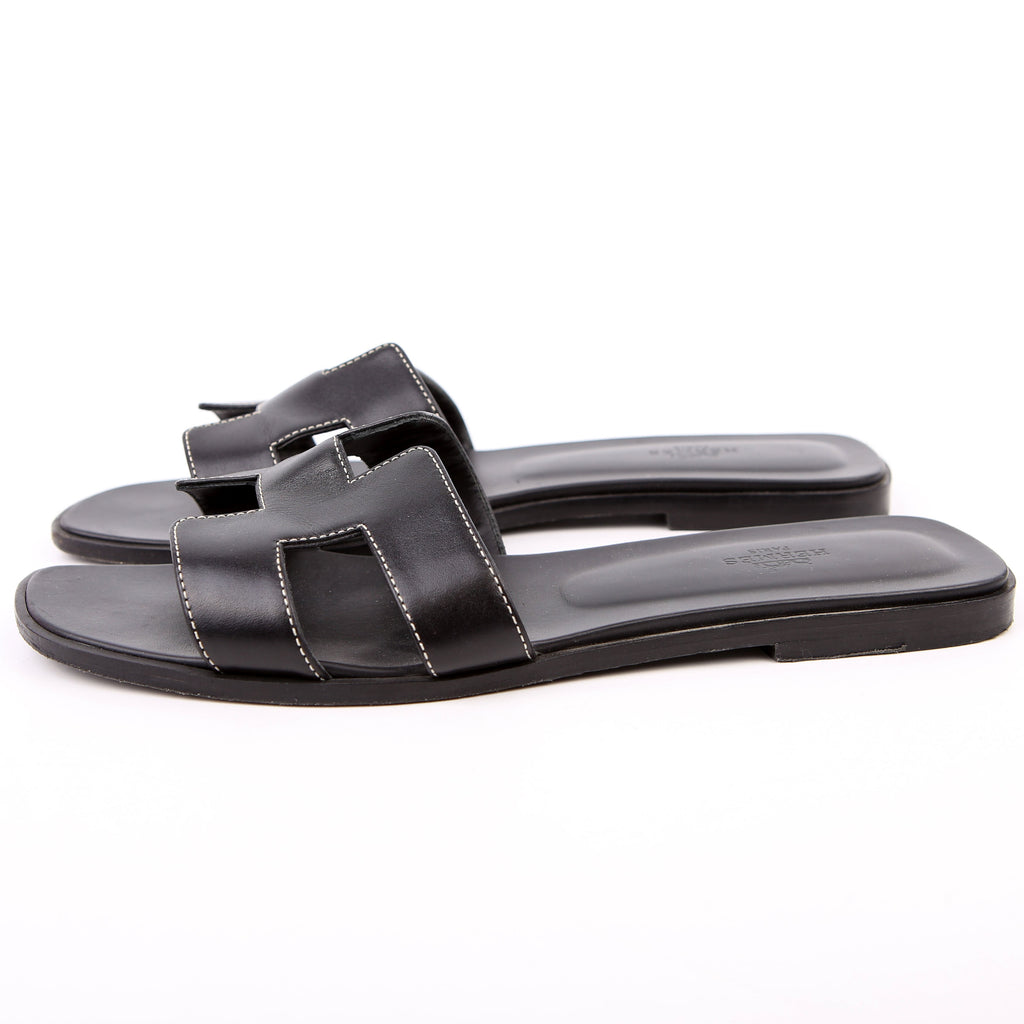 Hermes Oran Sandals Size 41 Black