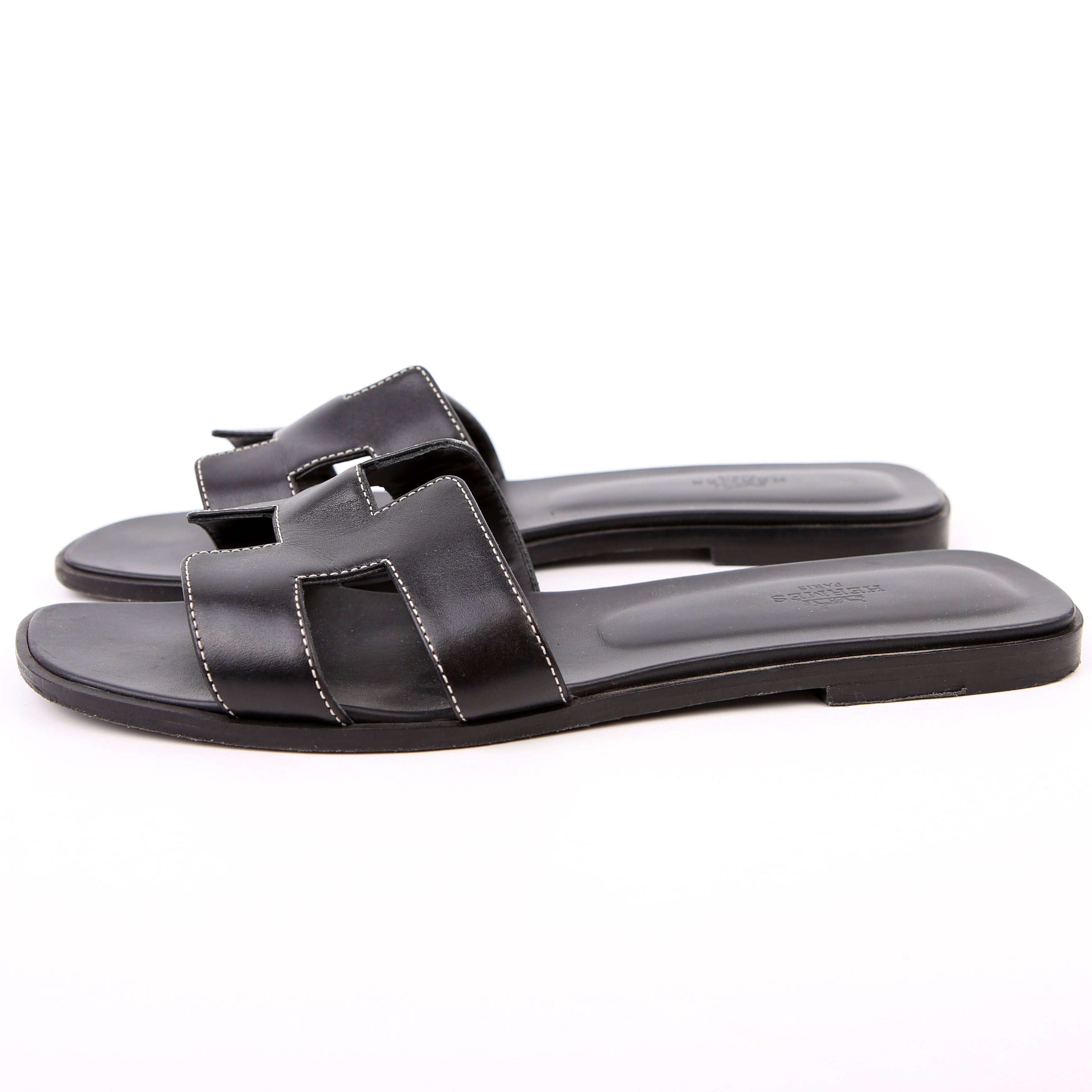 Hermes Oran Sandals Size 41 Black