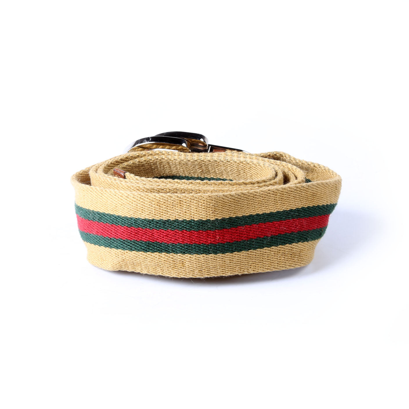 Gucci 189812 Web Cotton Belt Size 110/44 Tan/Multicolor